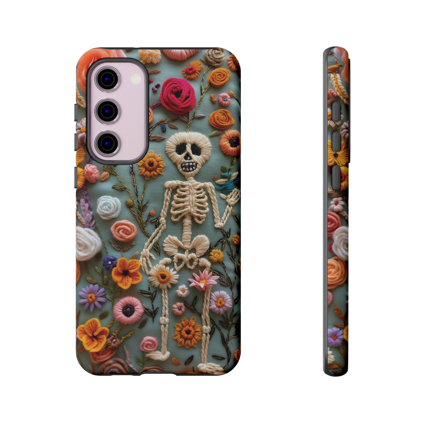 Gothic Floral Skeleton Phone Case – Unique Artistic Design for iPhone, Samsung, Google Pixel