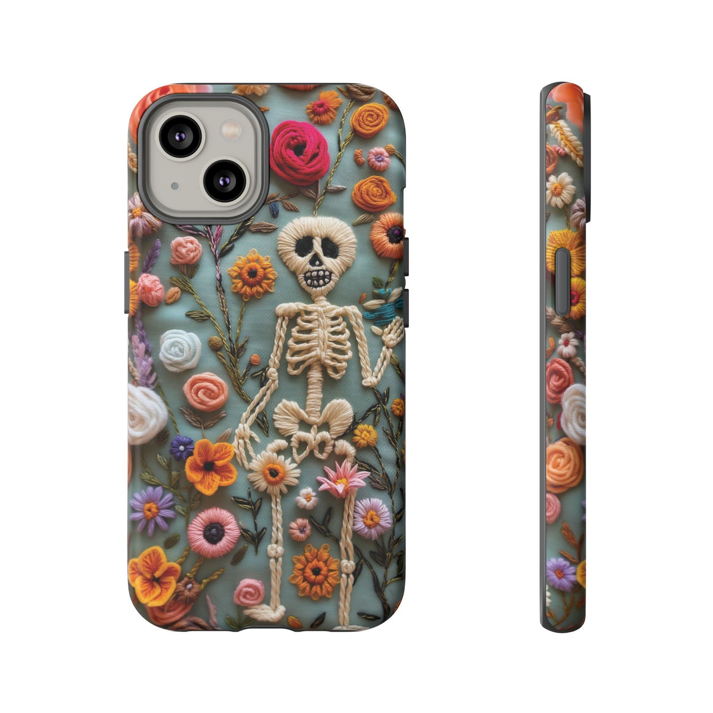 Gothic Floral Skeleton Phone Case – Unique Artistic Design for iPhone, Samsung, Google Pixel