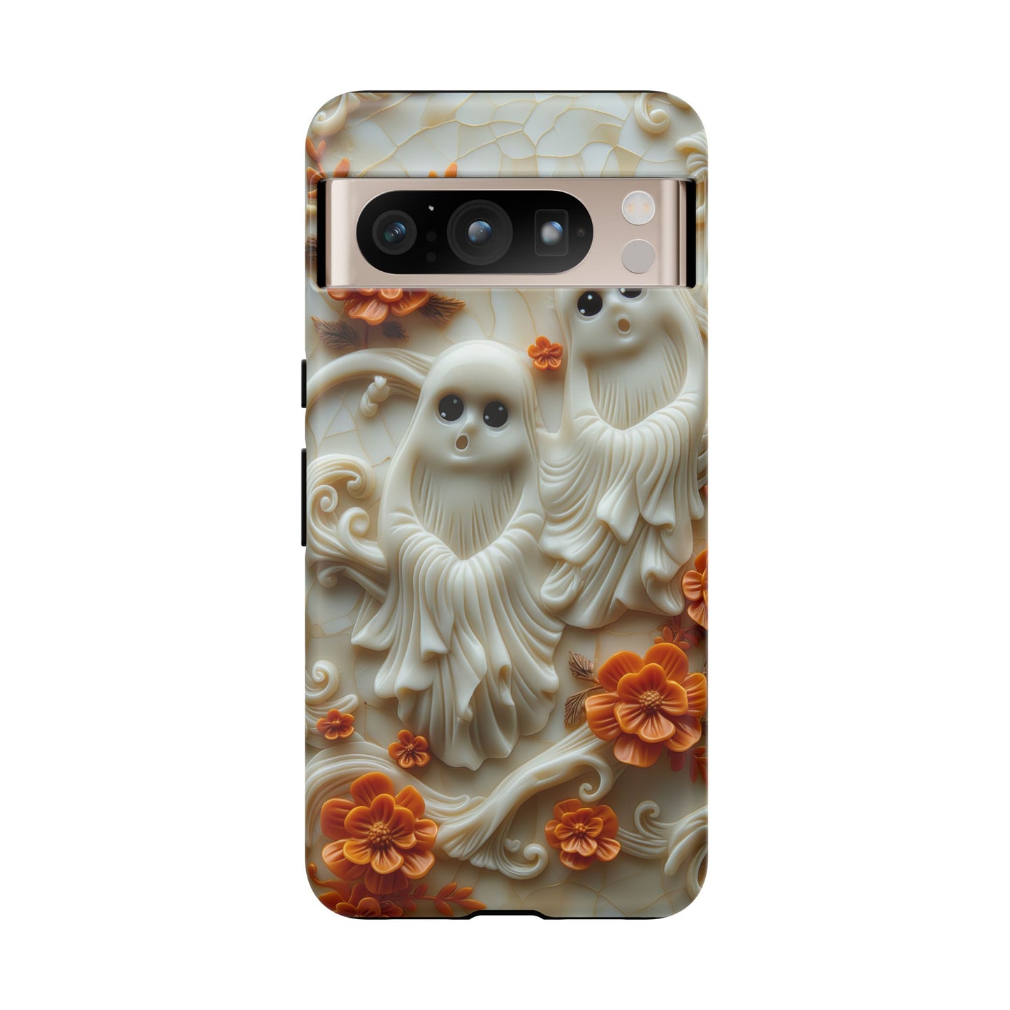 Spooky Halloween Ghostly Phone Case – Intricate 3D Design for iPhone, Samsung, Google Pixel