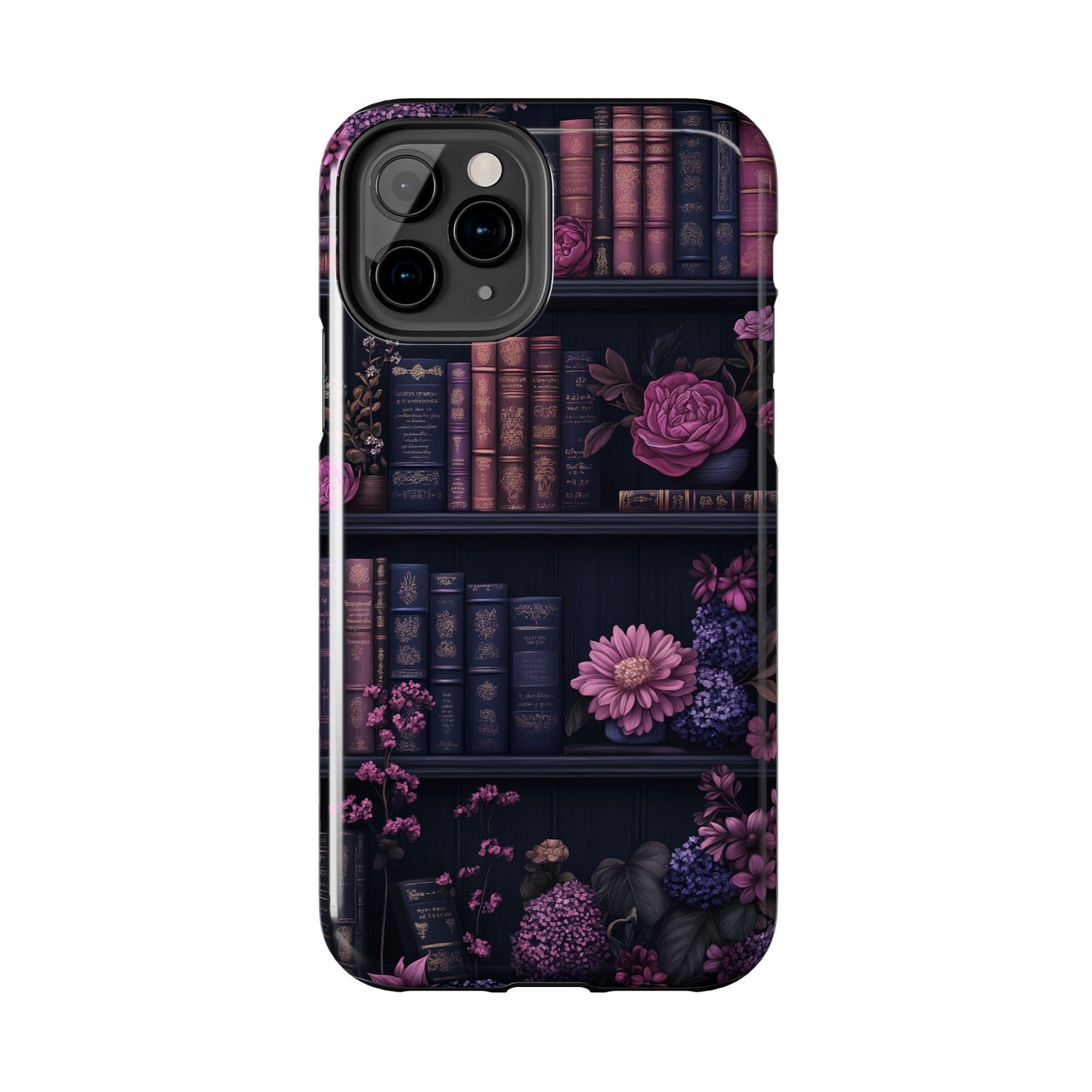 Goth dark academia books floral purple Phone