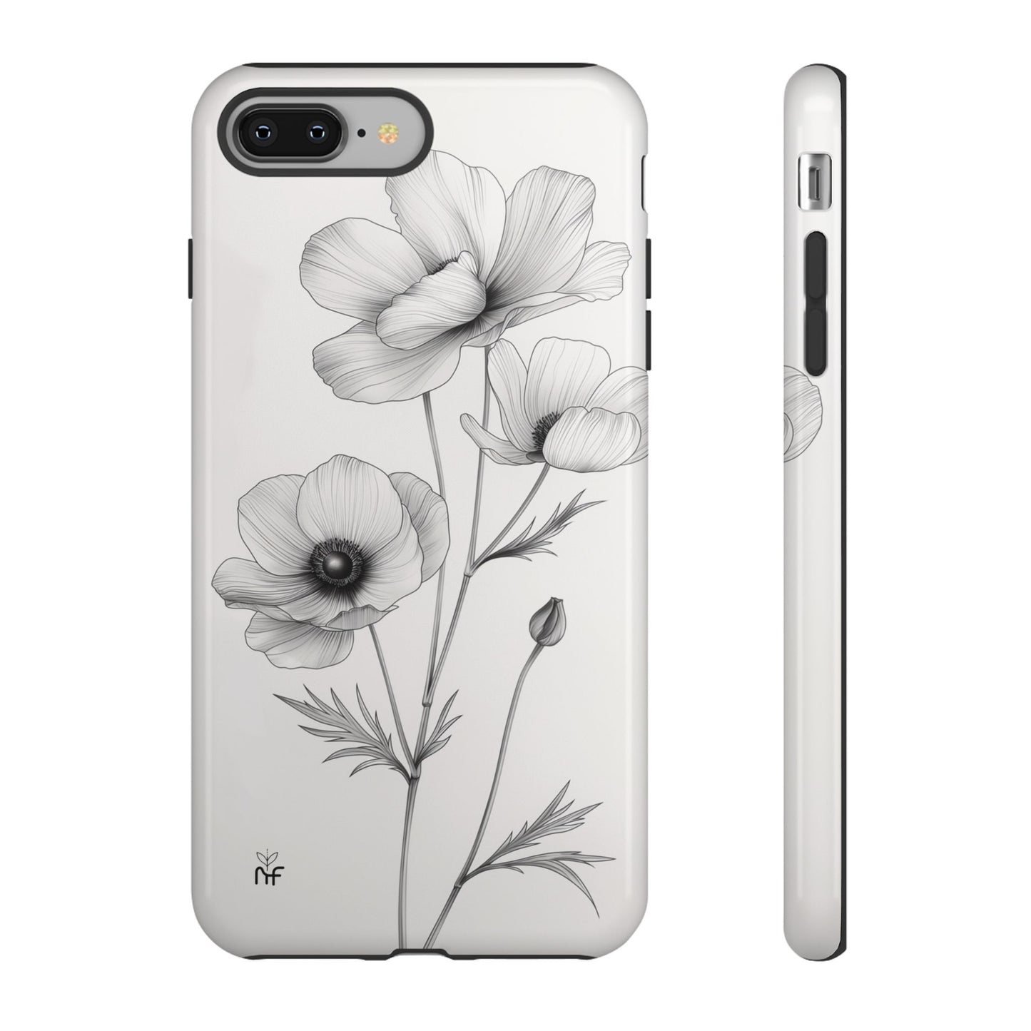 Elegant Monochrome Floral Phone Case – Minimalist Modern Design for iPhone, Samsung, Google Pixel Tough Case - NovaFlair