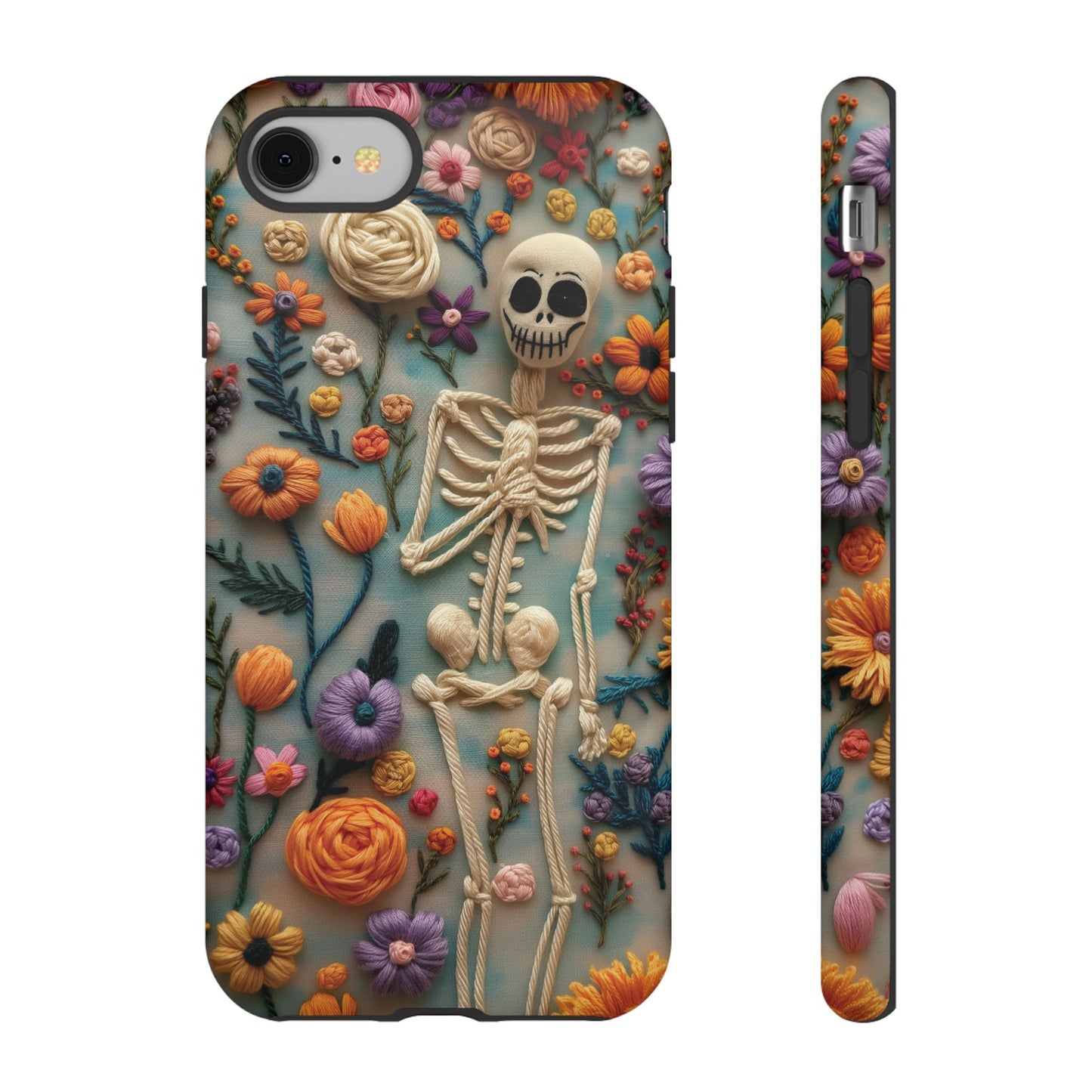 Spooky Floral Skeleton Phone Case – Unique Artistic Design for iPhone, Samsung, Google Pixel
