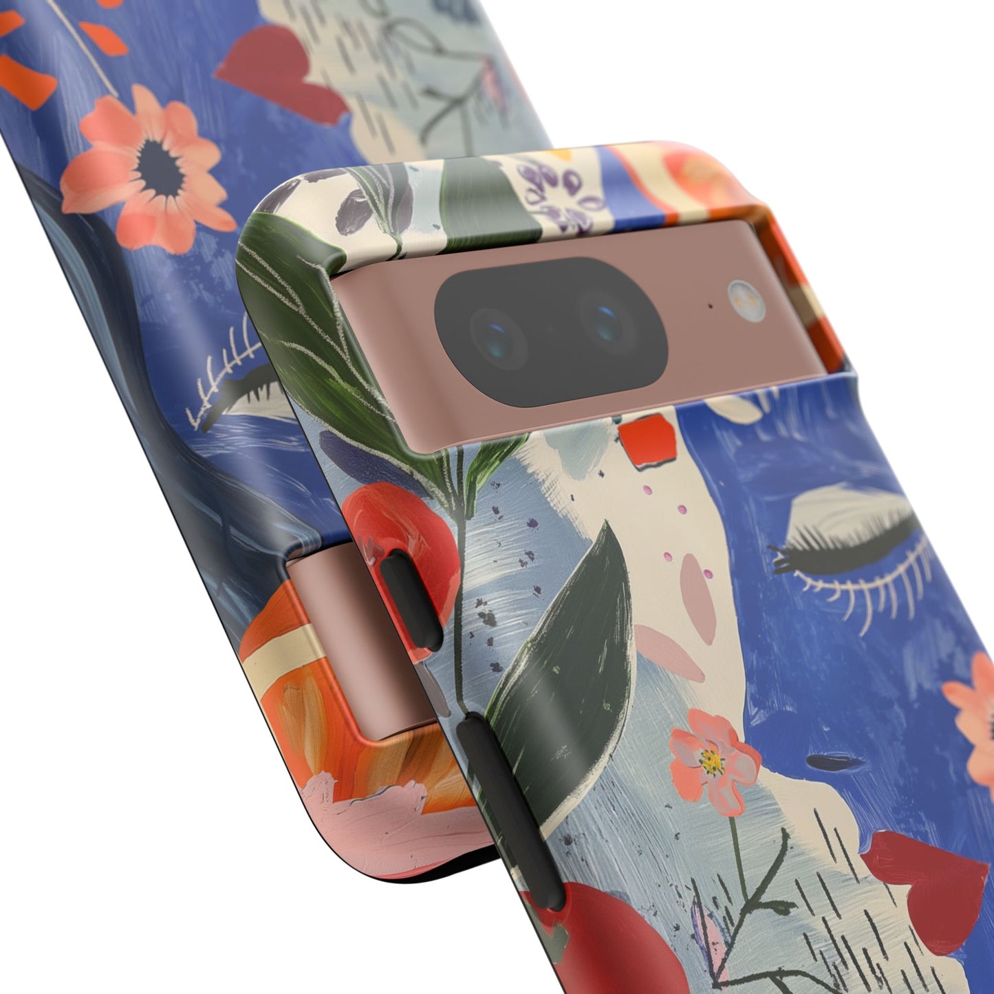 Vibrant Abstract Face & Floral Phone Case – Artistic Design for iPhone, Samsung, Google Pixel