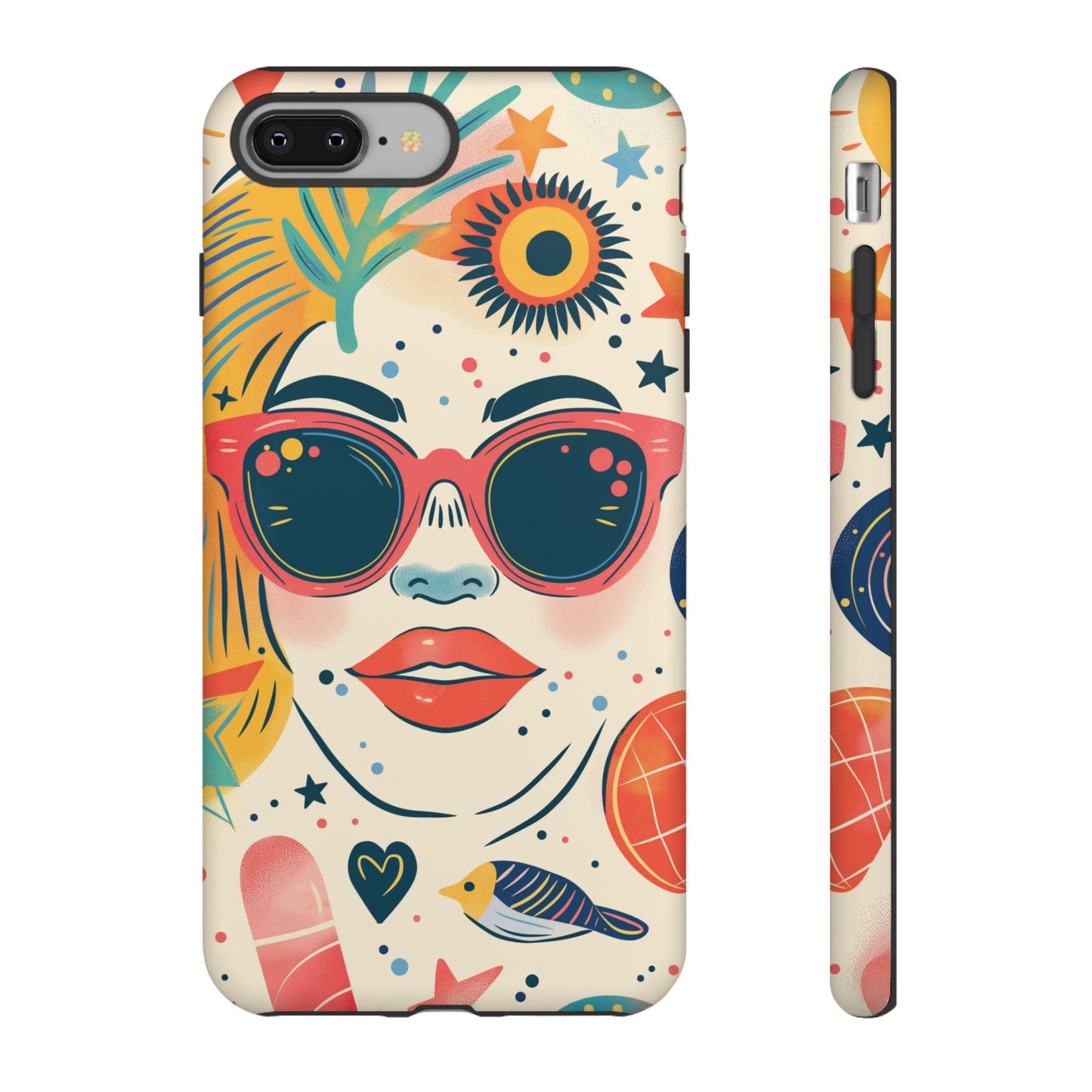 Retro Pop Boho Art Phone Case – Vibrant Sunglasses Collage Design for iPhone, Samsung, Google Pixel Tough Case - NovaFlair