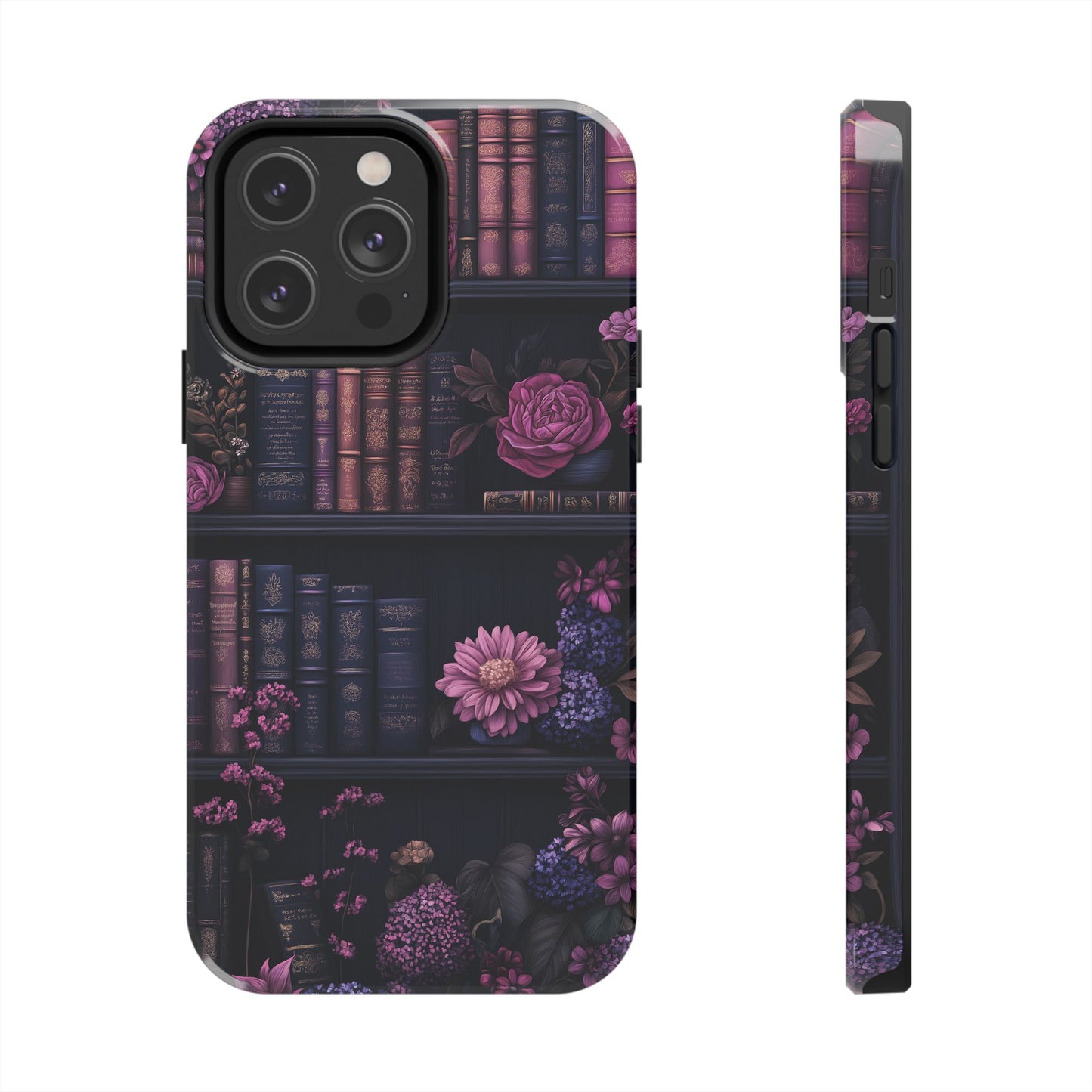 Goth dark academia books floral purple Phone