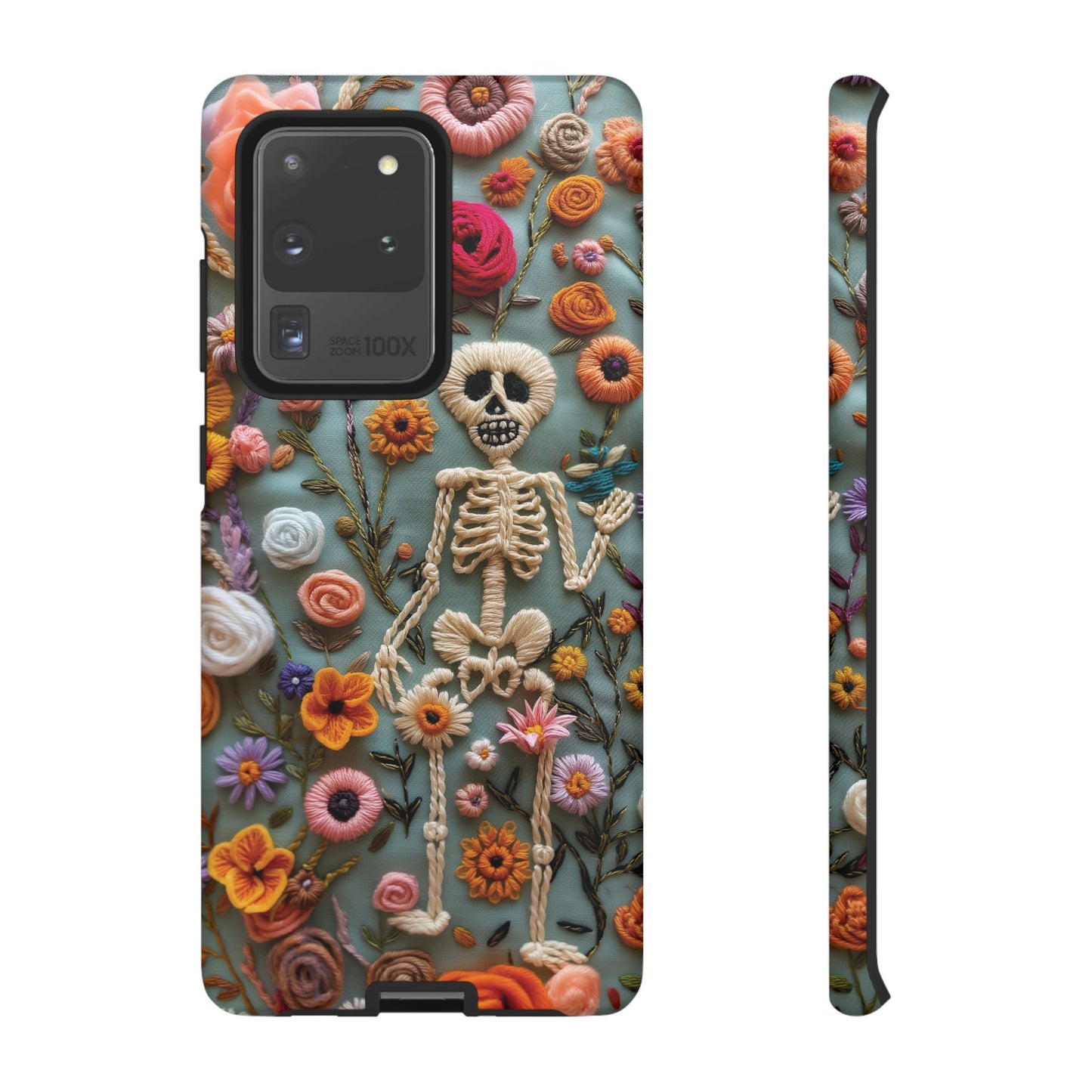 Gothic Floral Skeleton Phone Case – Unique Artistic Design for iPhone, Samsung, Google Pixel - NovaFlair