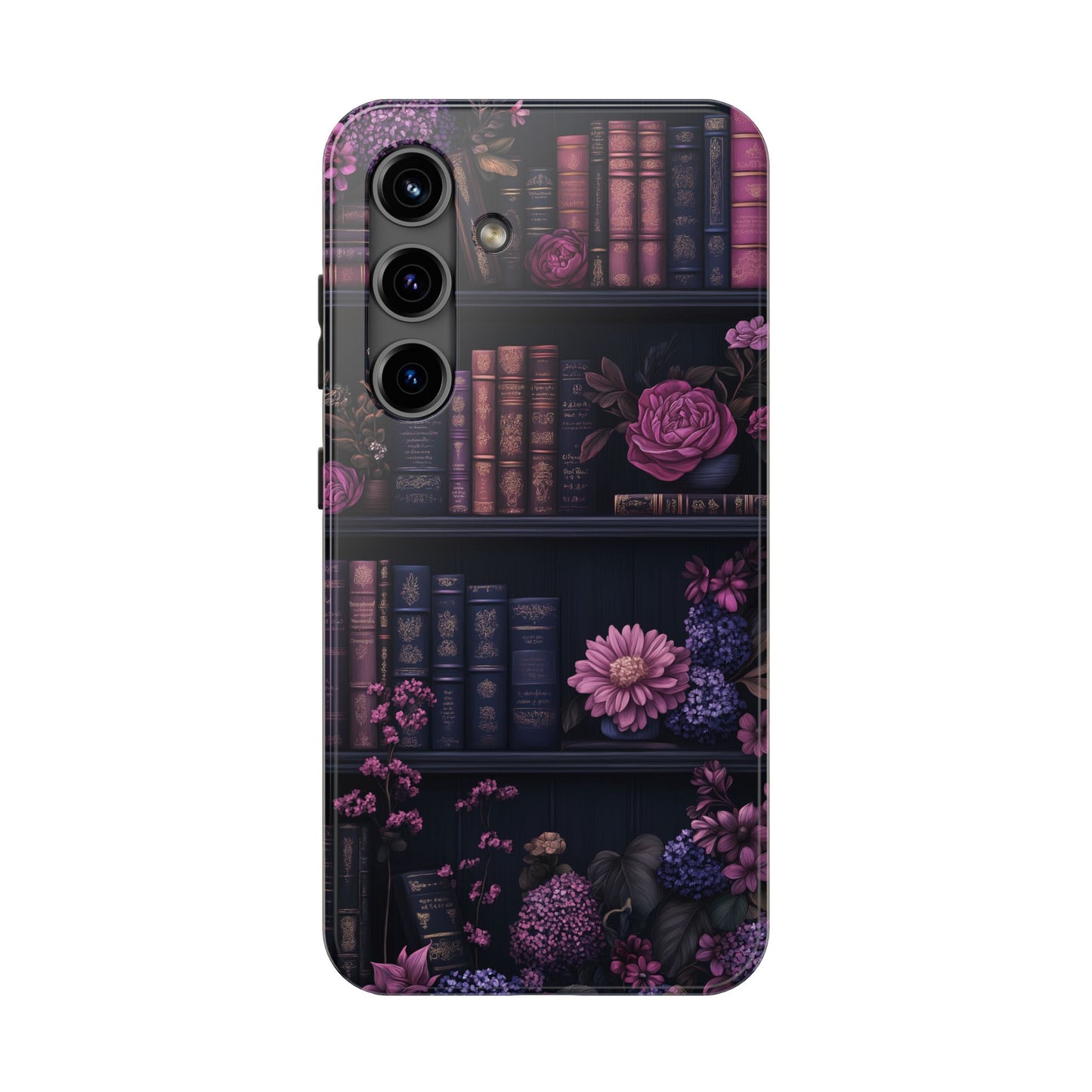 Goth dark academia books floral purple Phone