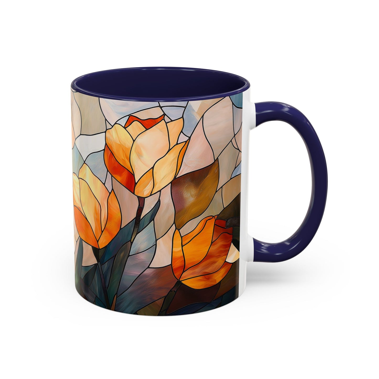 Stained Glass Floral Coffee Mug, Floral Art Drinkware, Gift for Flower Lovers, Home Decor, Mother's Day Present