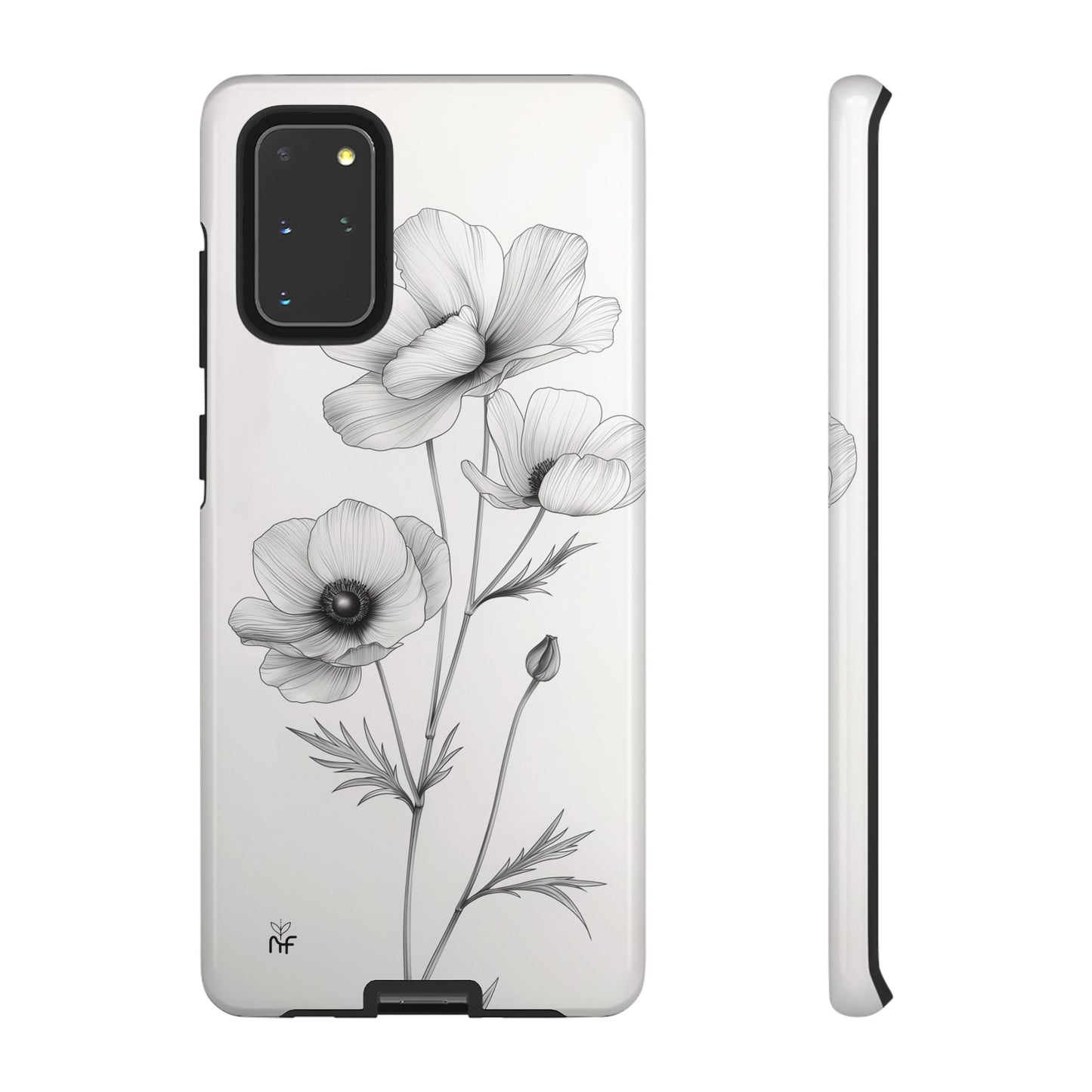 Elegant Monochrome Floral Phone Case – Minimalist Modern Design for iPhone, Samsung, Google Pixel Tough Case - NovaFlair