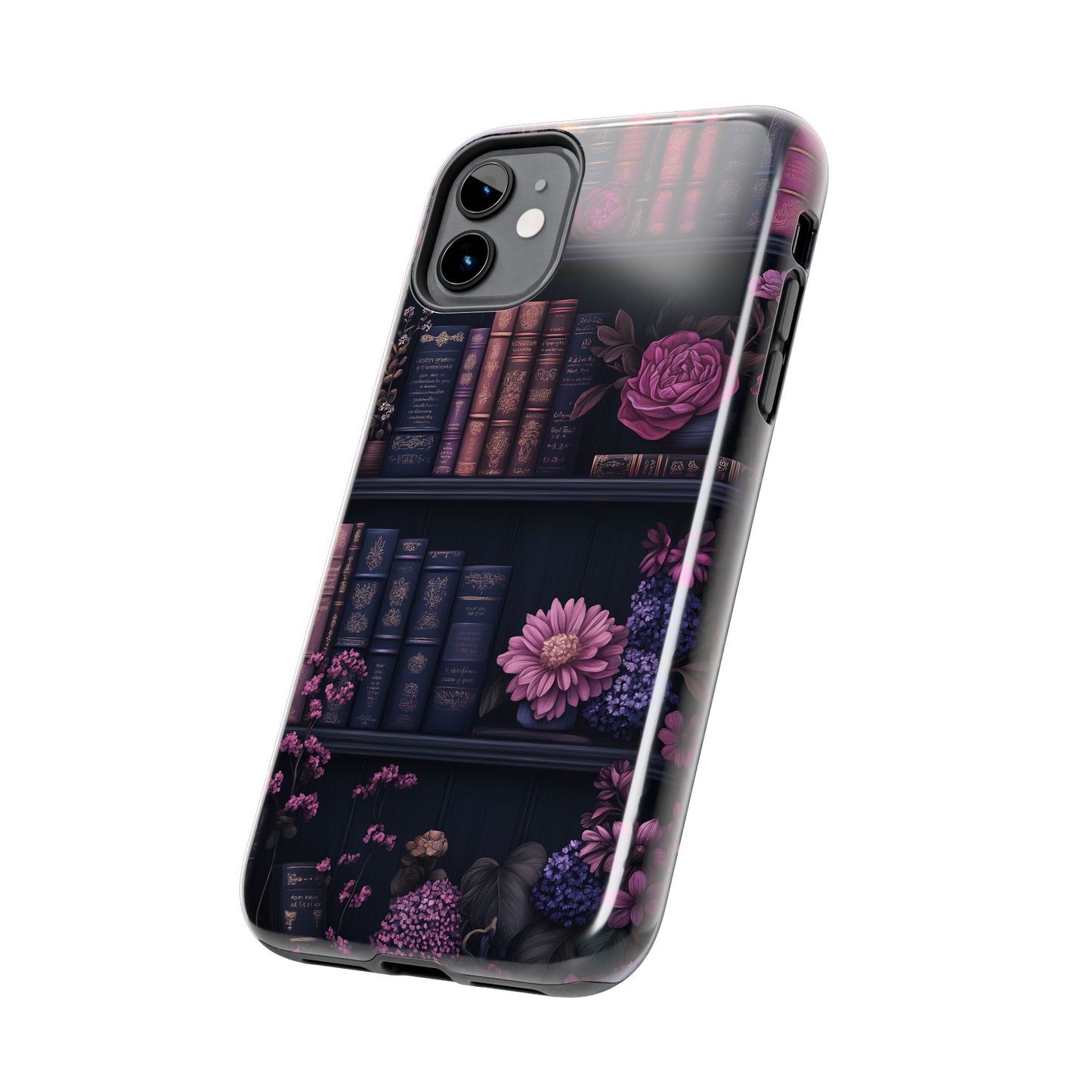 Goth dark academia books floral purple Phone