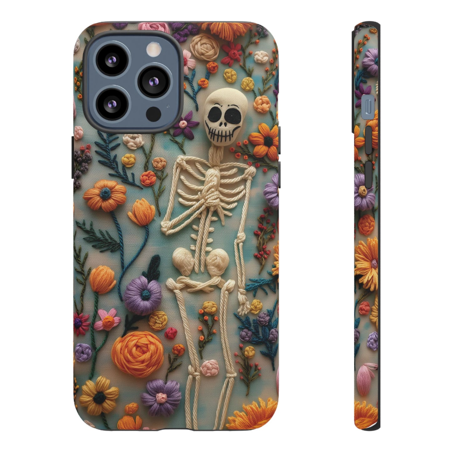 Spooky Floral Skeleton Phone Case – Unique Artistic Design for iPhone, Samsung, Google Pixel