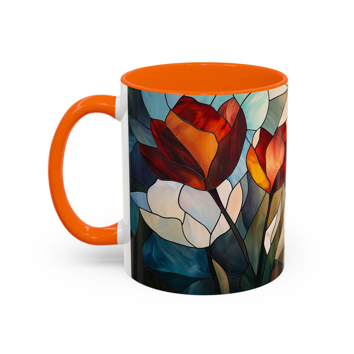 Stained Glass Floral Coffee Mug, Floral Art Drinkware, Gift for Flower Lovers, Home Decor, Mother's Day Present