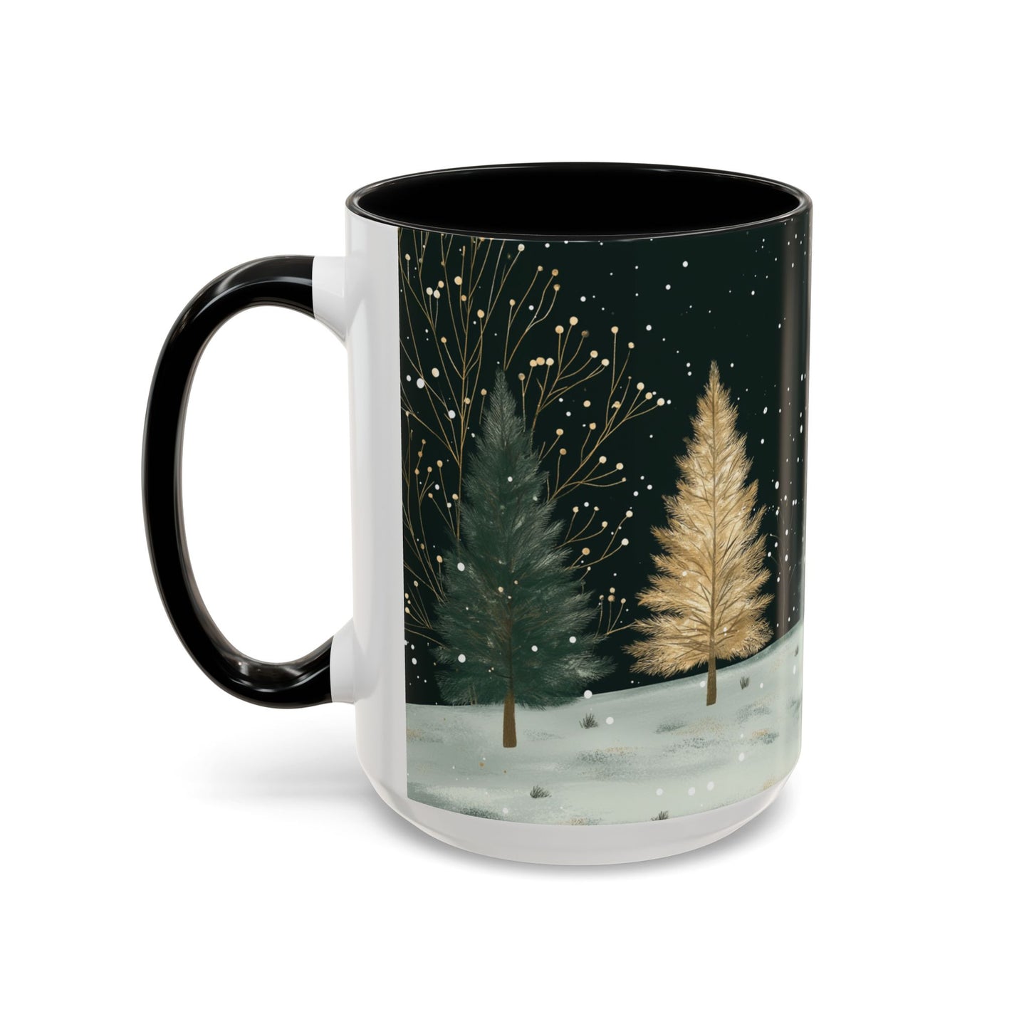Snowy Pine Forest Mug, Cozy Snowflake Winter Coffee Mug, 11oz Ceramic Christmas Forest Tea Cup, Snow Tree Mug, Holiday Mug, Xmas Gift