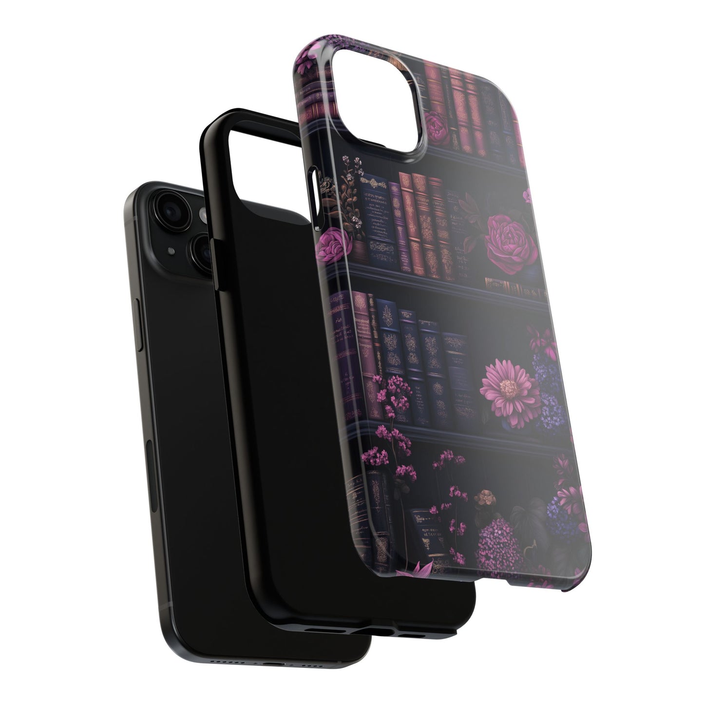 Goth dark academia books floral purple Phone