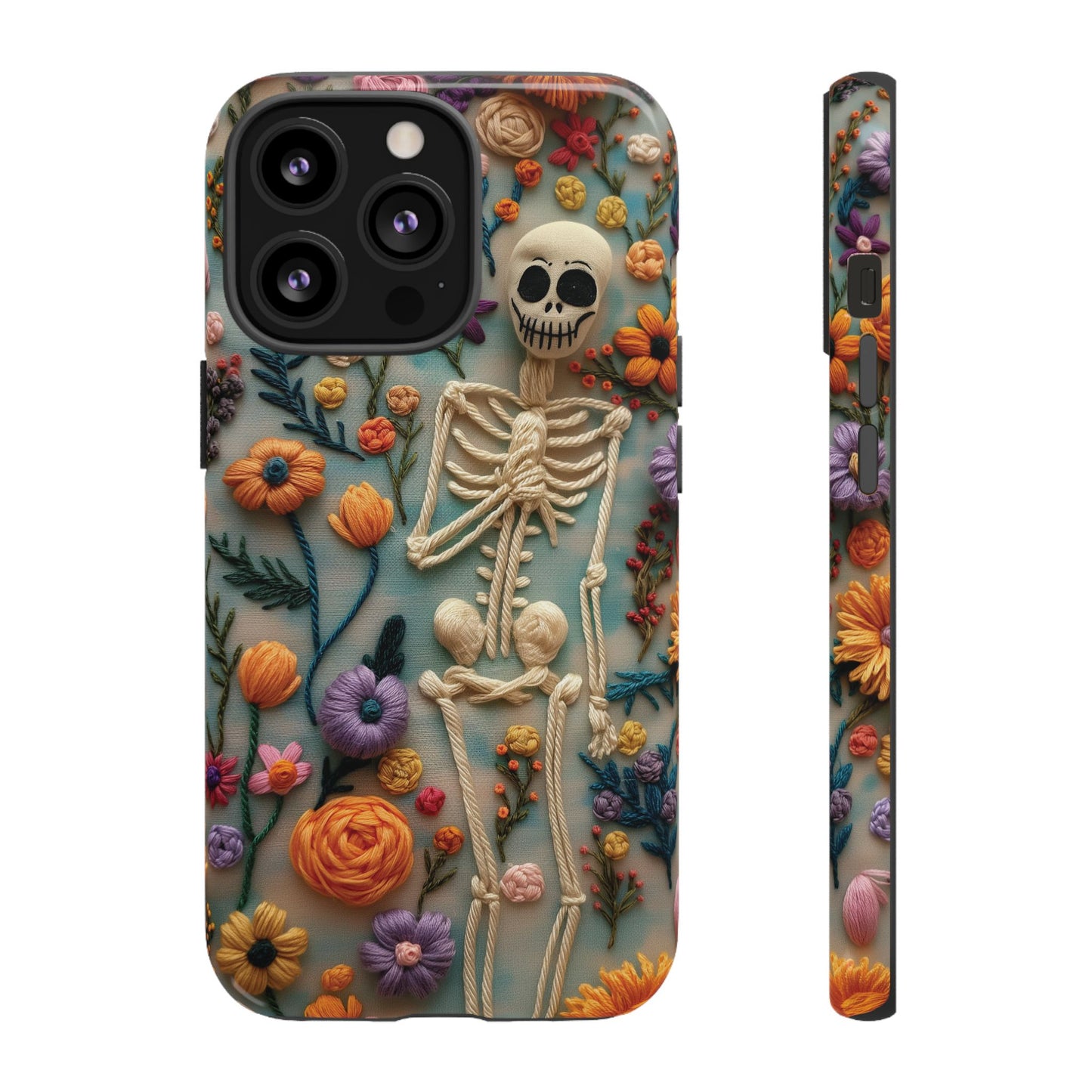 Spooky Floral Skeleton Phone Case – Unique Artistic Design for iPhone, Samsung, Google Pixel