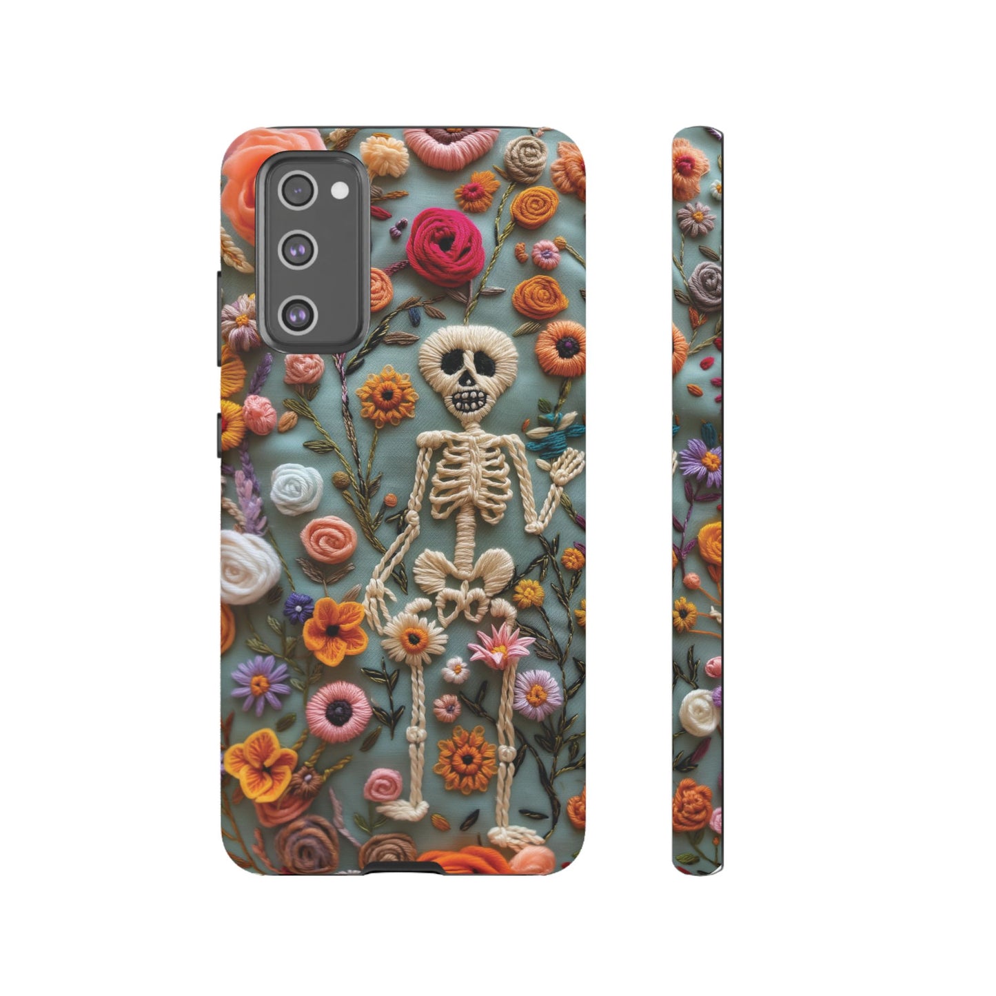 Gothic Floral Skeleton Phone Case – Unique Artistic Design for iPhone, Samsung, Google Pixel
