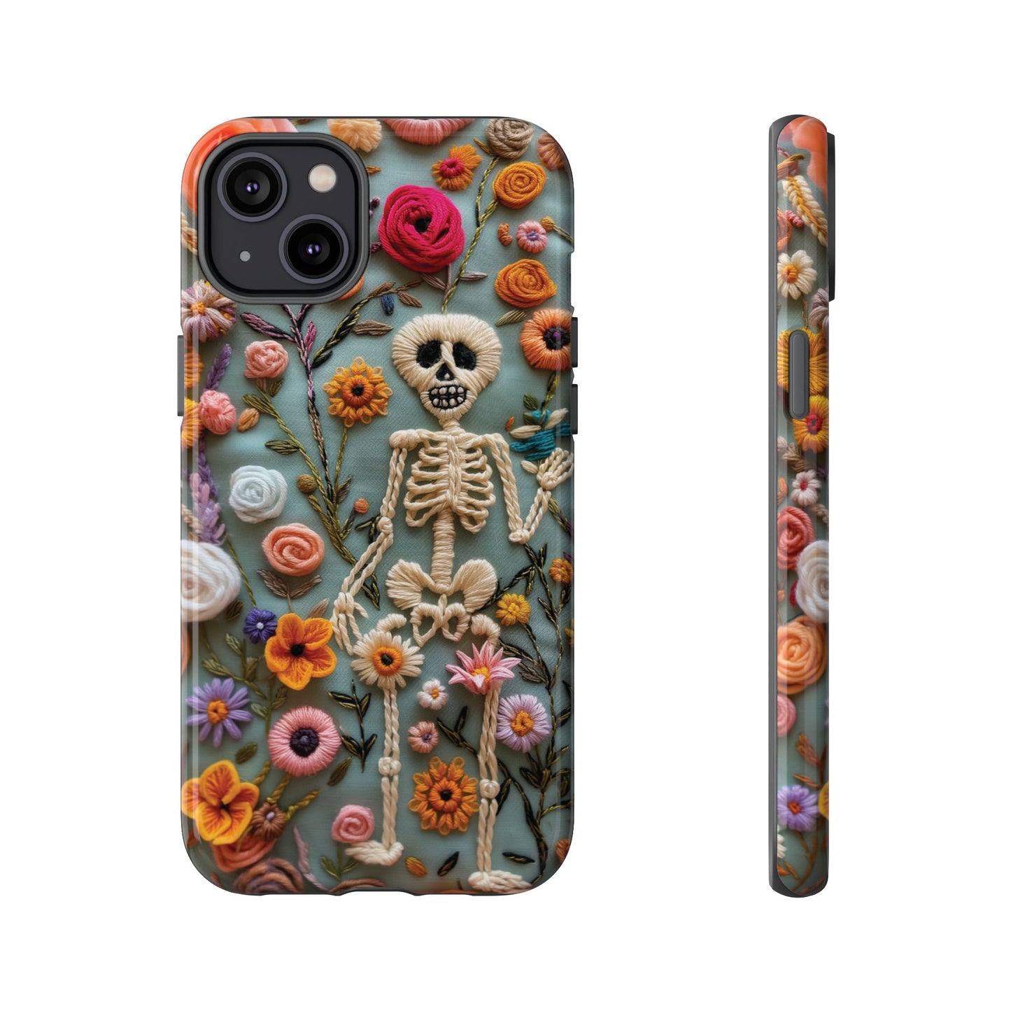 Gothic Floral Skeleton Phone Case – Unique Artistic Design for iPhone, Samsung, Google Pixel