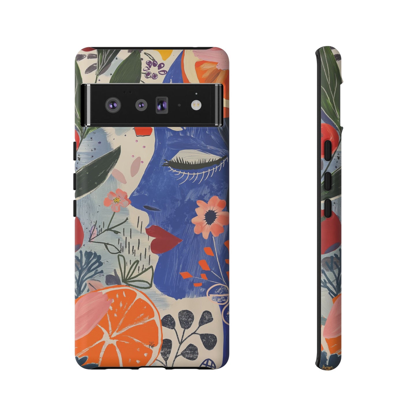 Vibrant Abstract Face & Floral Phone Case – Artistic Design for iPhone, Samsung, Google Pixel
