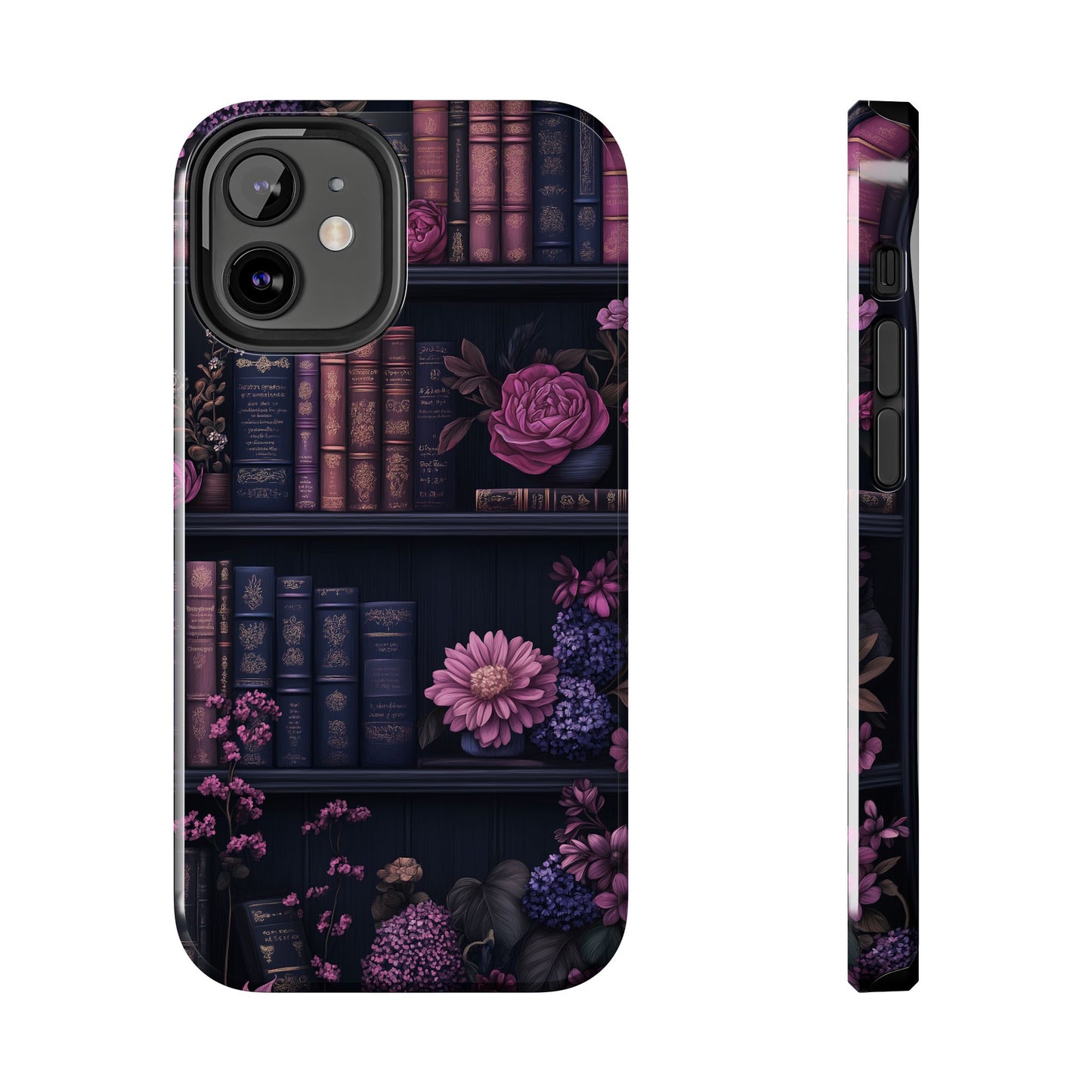 Goth dark academia books floral purple Phone