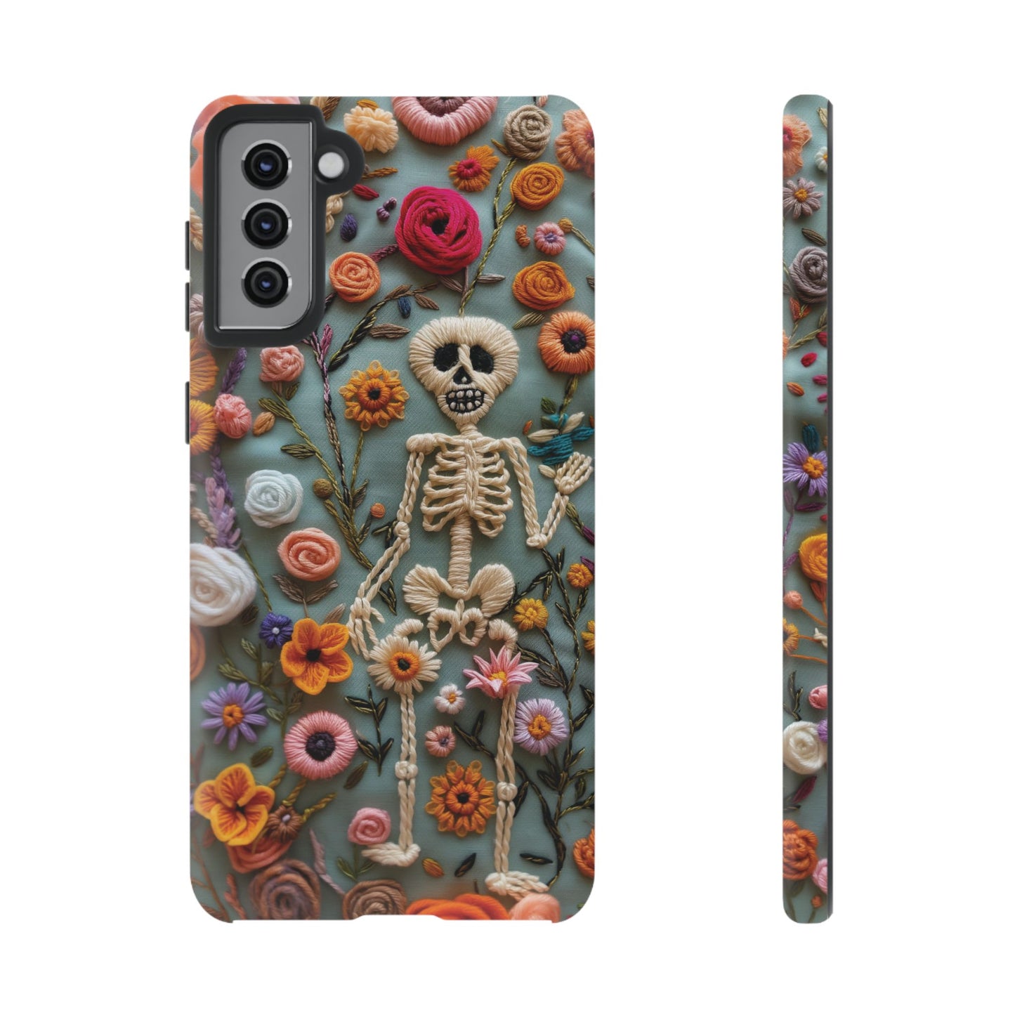 Gothic Floral Skeleton Phone Case – Unique Artistic Design for iPhone, Samsung, Google Pixel