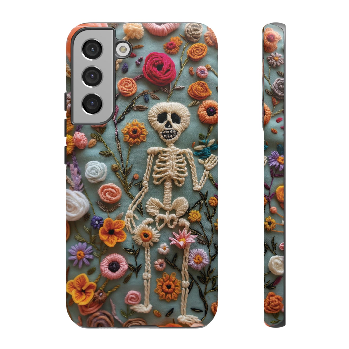 Gothic Floral Skeleton Phone Case – Unique Artistic Design for iPhone, Samsung, Google Pixel