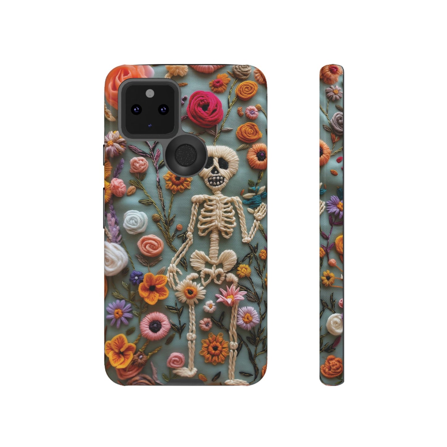 Gothic Floral Skeleton Phone Case – Unique Artistic Design for iPhone, Samsung, Google Pixel