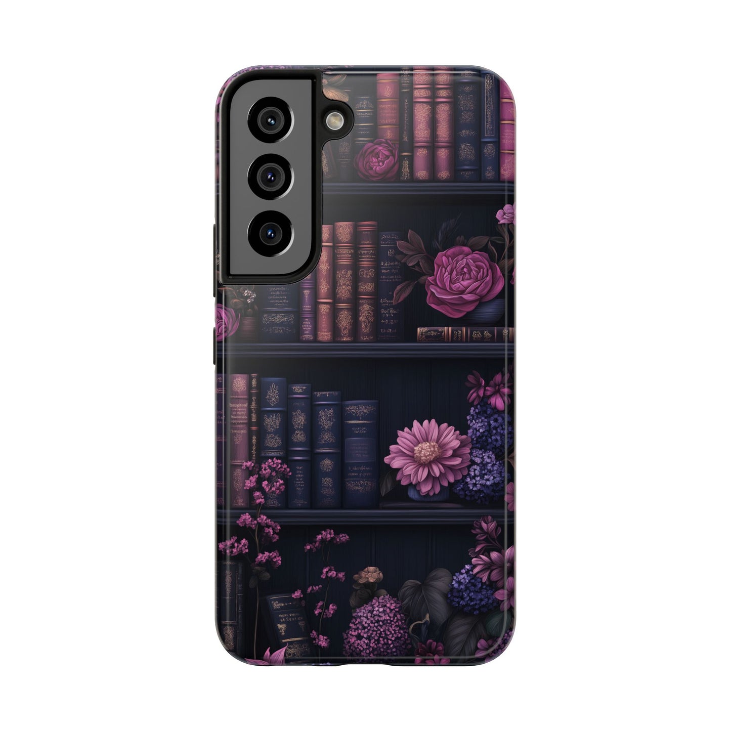 Goth dark academia books floral purple Phone
