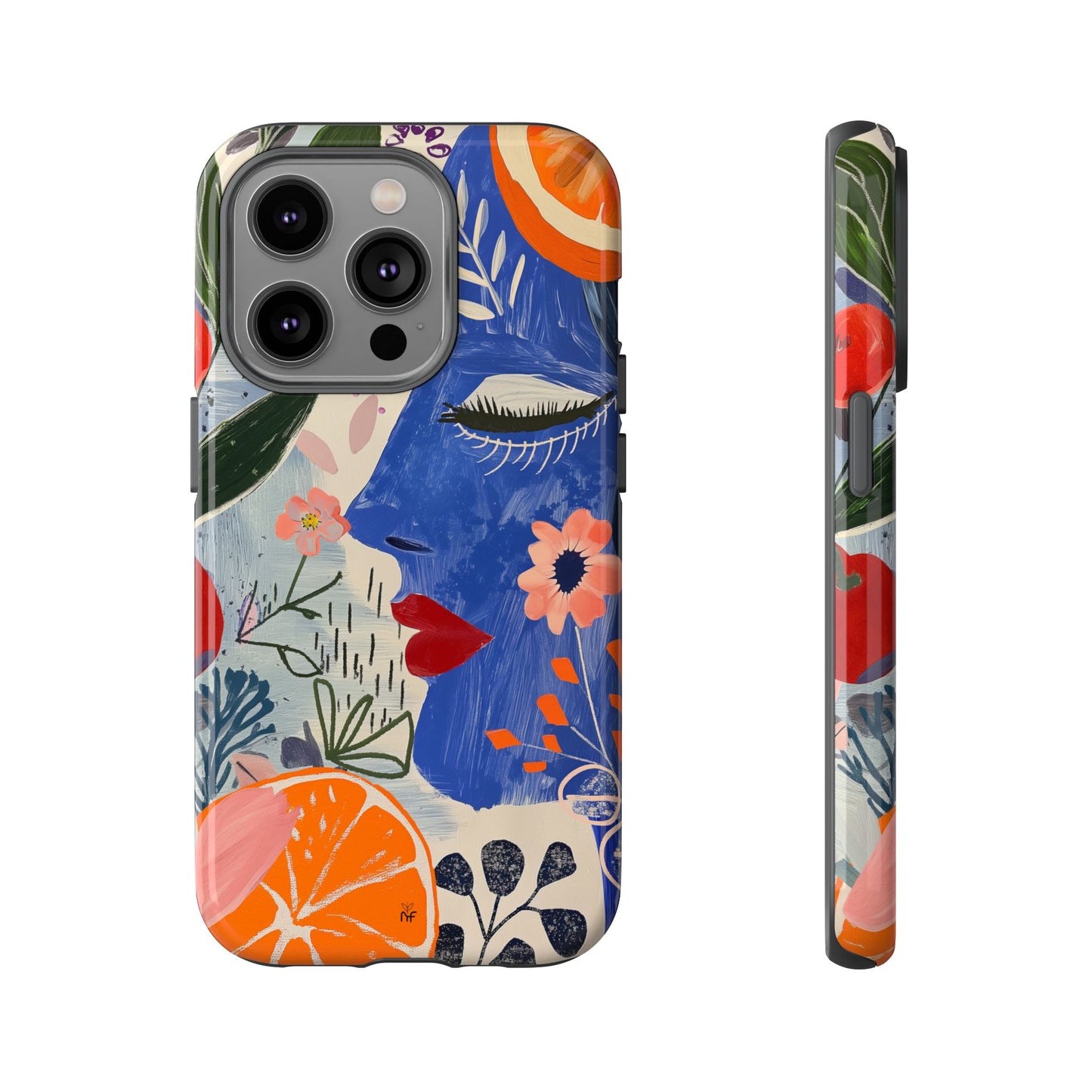 Vibrant Abstract Face & Floral Phone Case – Artistic Design for iPhone, Samsung, Google Pixel