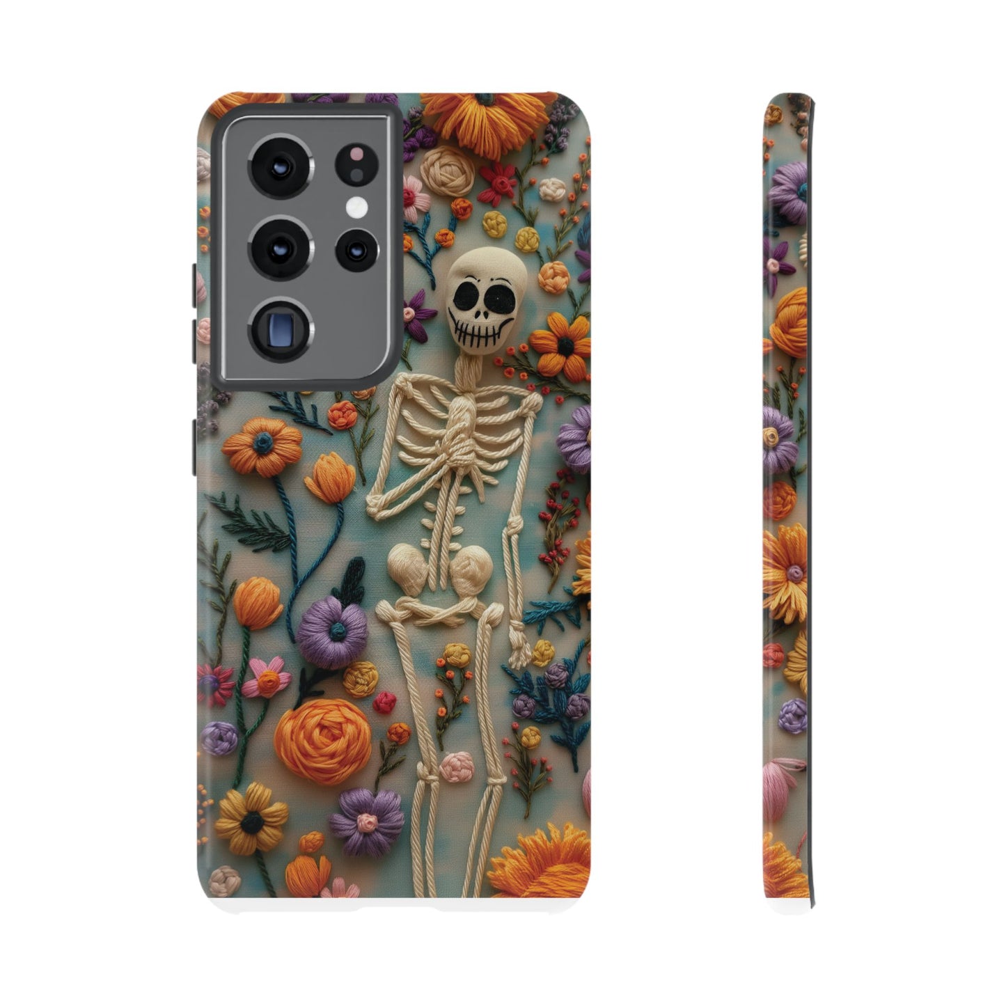 Spooky Floral Skeleton Phone Case – Unique Artistic Design for iPhone, Samsung, Google Pixel