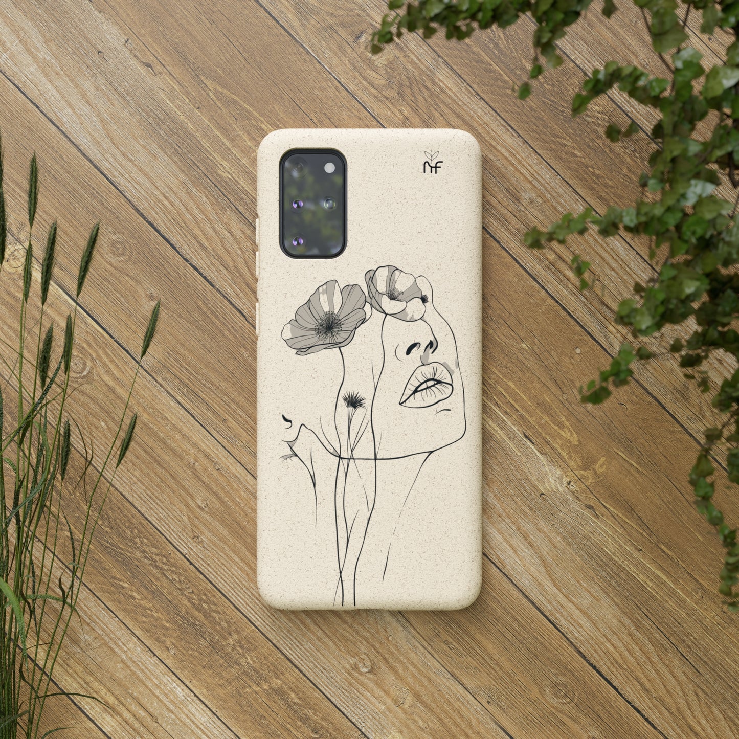 Minimalist Floral Line Art Biodegradable Phone Case – Elegant Eco-Friendly Design for iPhone, Samsung Tough Case