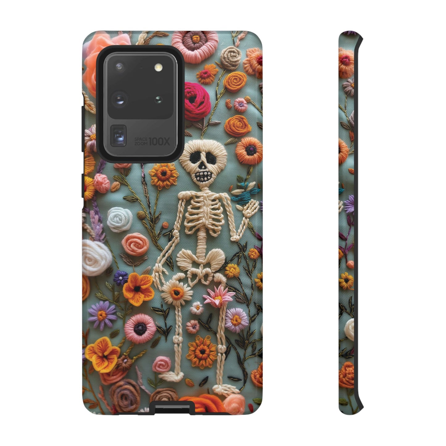 Gothic Floral Skeleton Phone Case – Unique Artistic Design for iPhone, Samsung, Google Pixel - NovaFlair