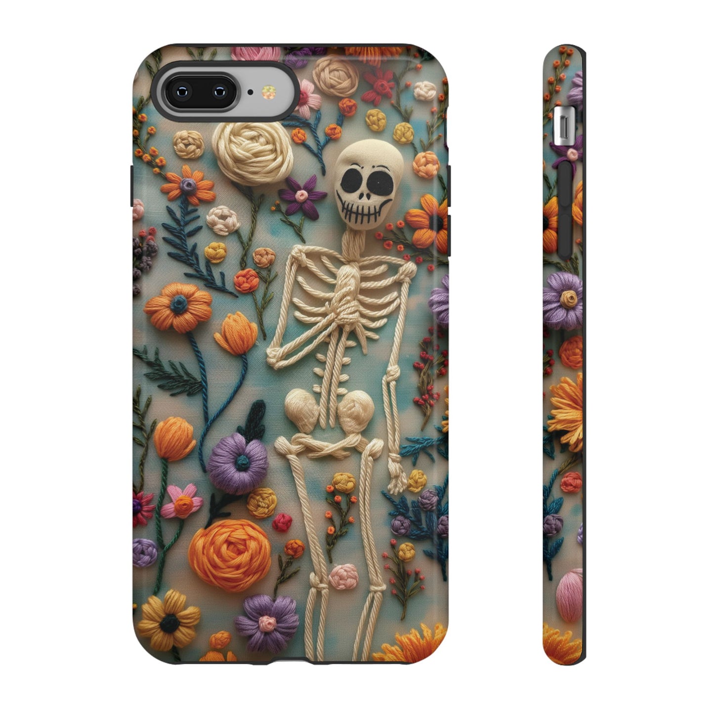 Spooky Floral Skeleton Phone Case – Unique Artistic Design for iPhone, Samsung, Google Pixel