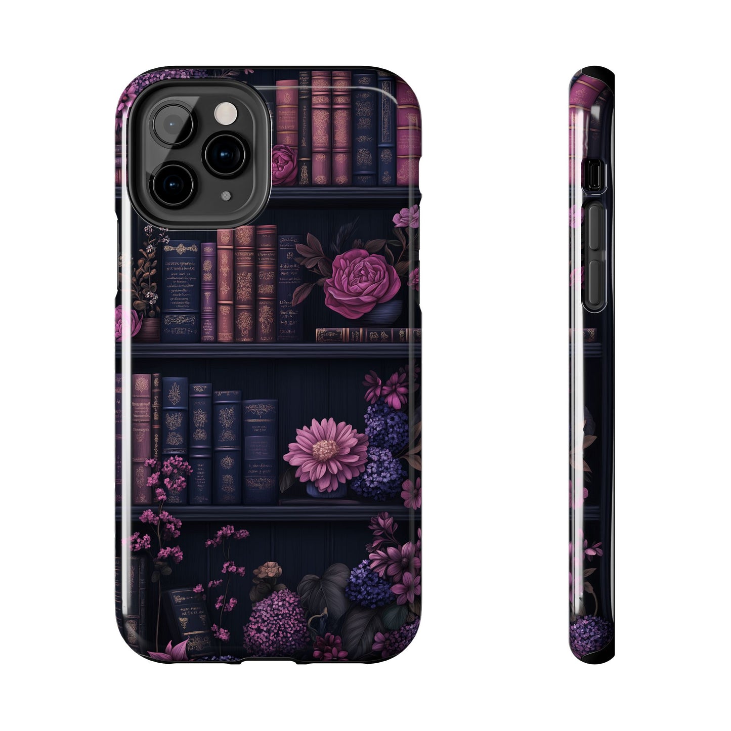 Goth dark academia books floral purple Phone