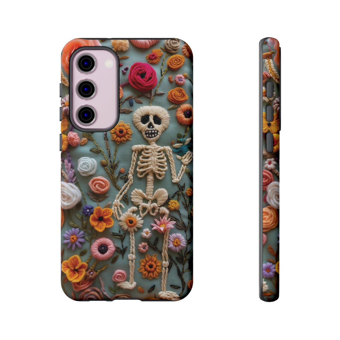 Gothic Floral Skeleton Phone Case – Unique Artistic Design for iPhone, Samsung, Google Pixel