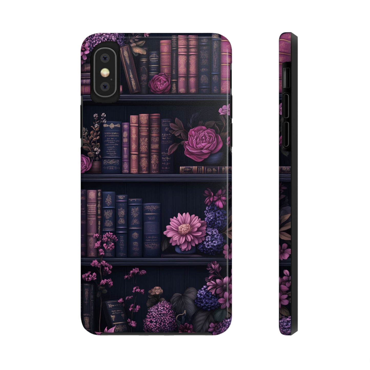 Goth dark academia books floral purple Phone