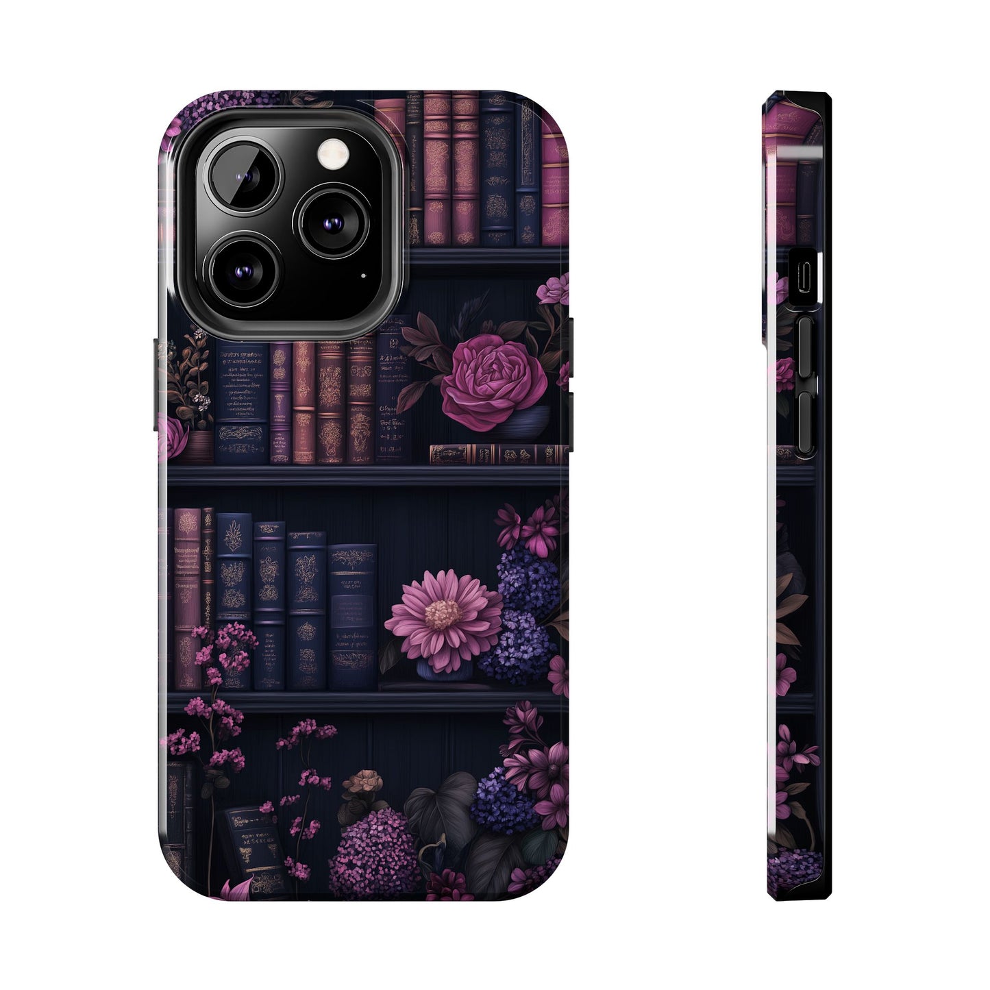Goth dark academia books floral purple Phone