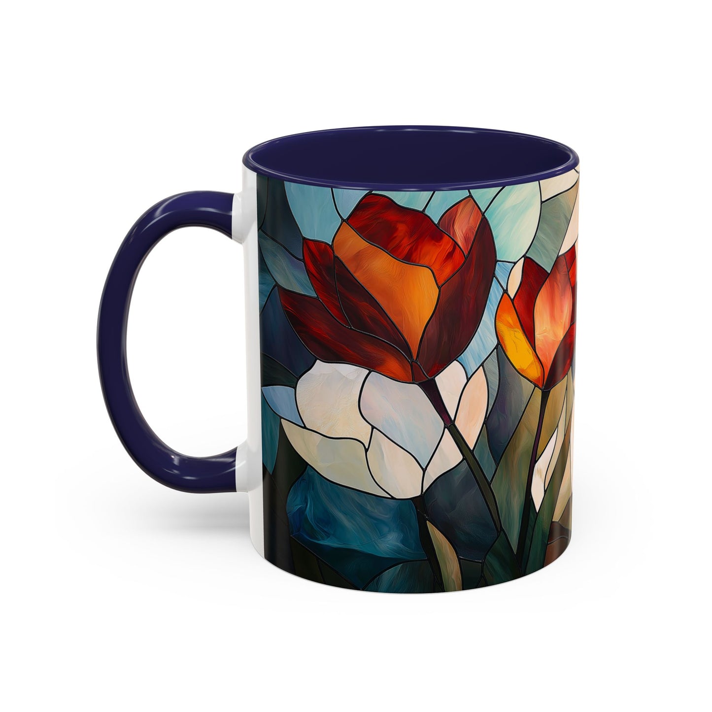 Stained Glass Floral Coffee Mug, Floral Art Drinkware, Gift for Flower Lovers, Home Decor, Mother's Day Present
