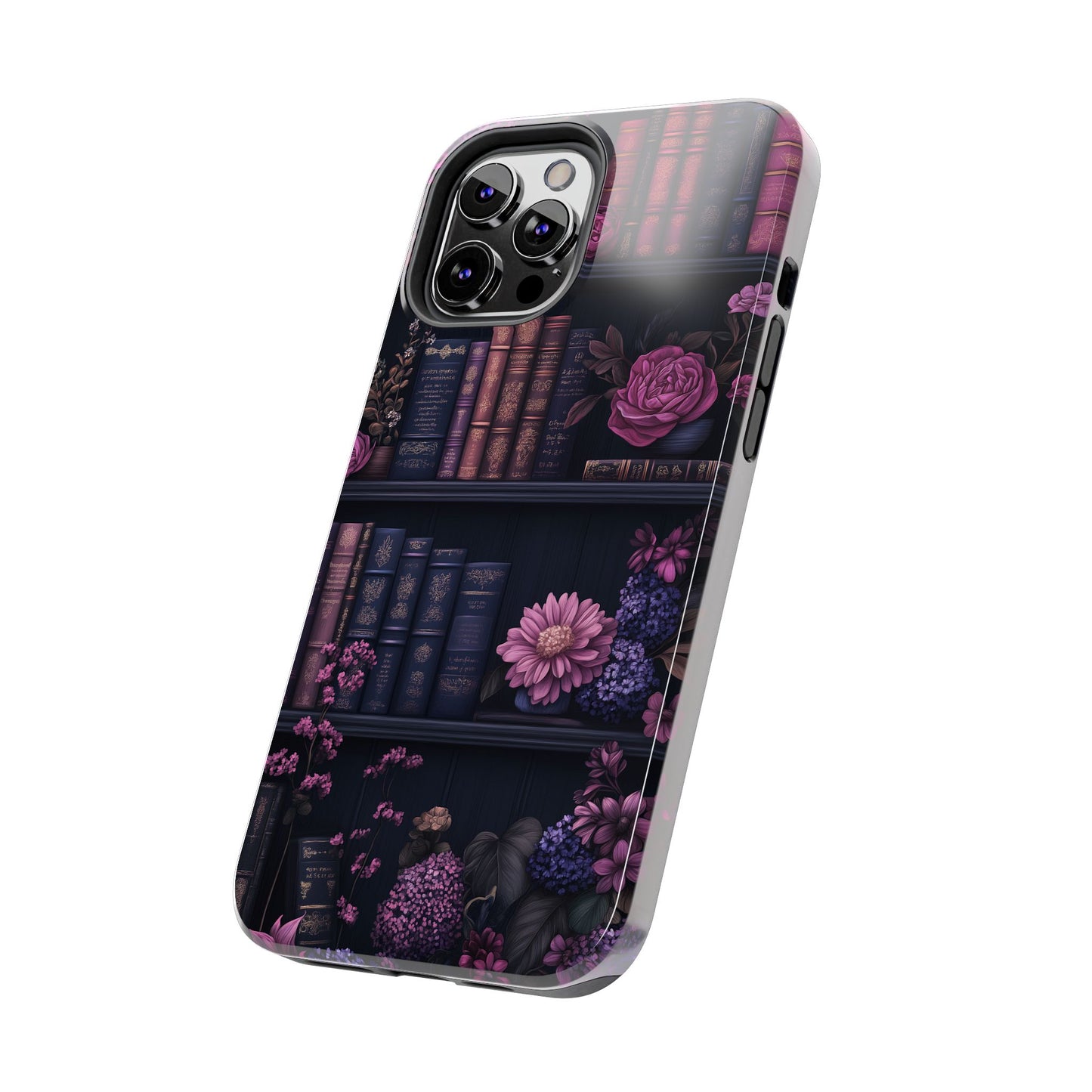 Goth dark academia books floral purple Phone