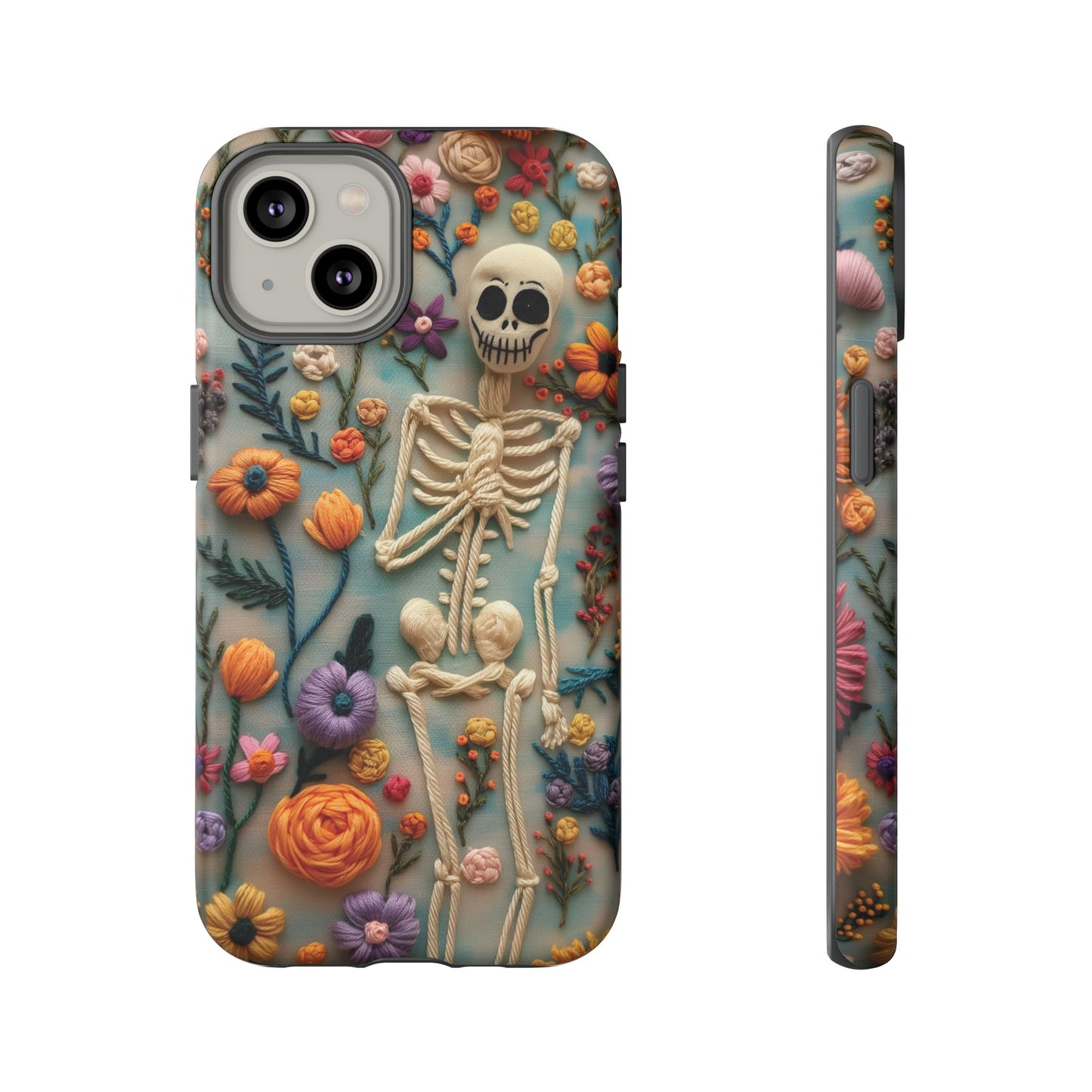 Spooky Floral Skeleton Phone Case – Unique Artistic Design for iPhone, Samsung, Google Pixel
