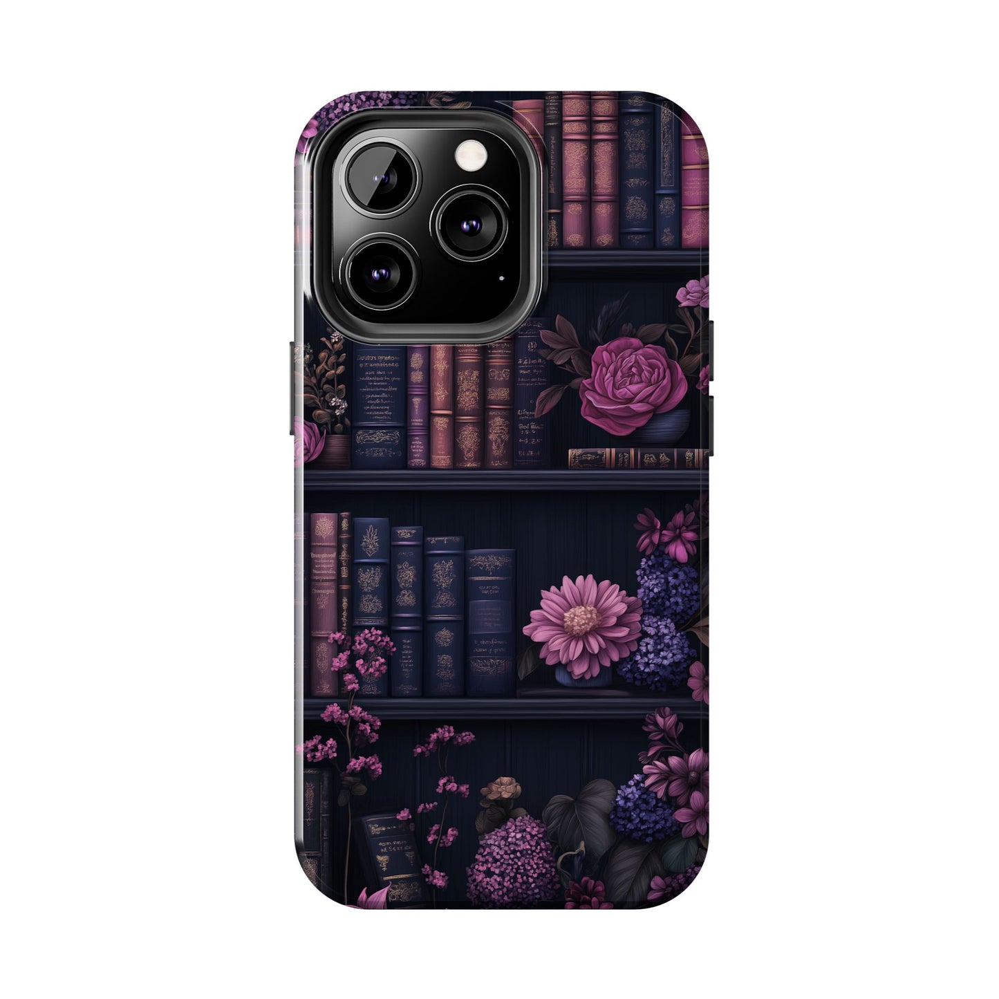 Goth dark academia books floral purple Phone