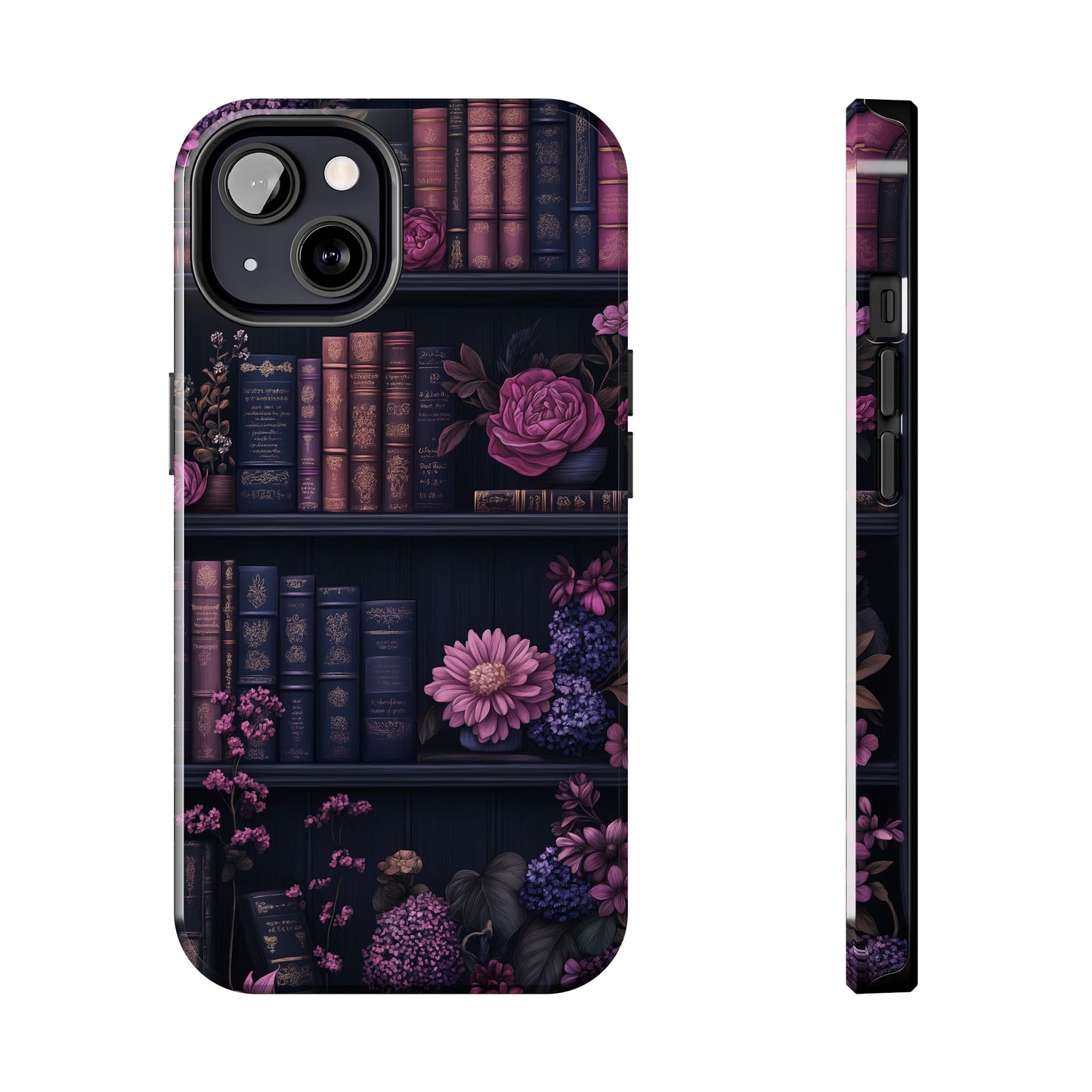Goth dark academia books floral purple Phone