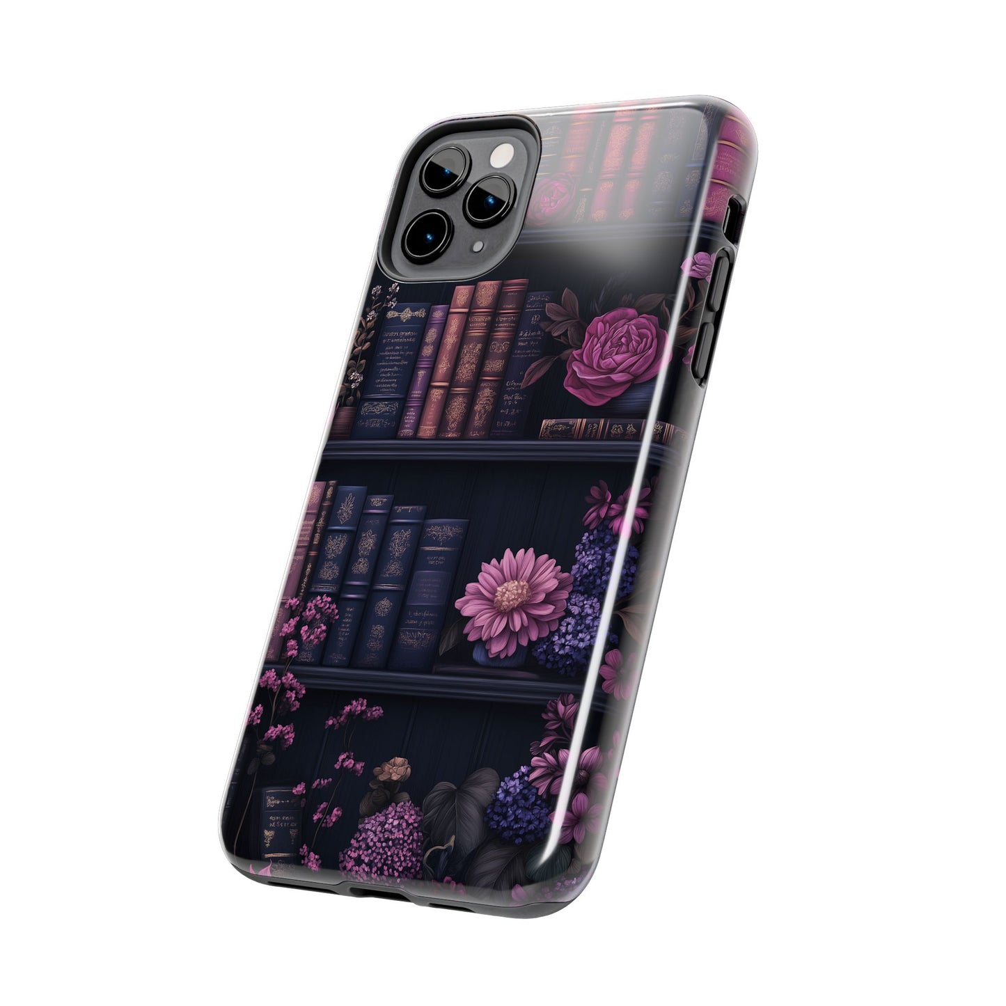 Goth dark academia books floral purple Phone
