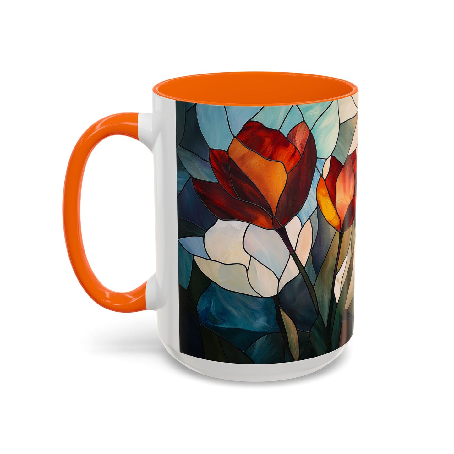 Stained Glass Floral Coffee Mug, Floral Art Drinkware, Gift for Flower Lovers, Home Decor, Mother's Day Present