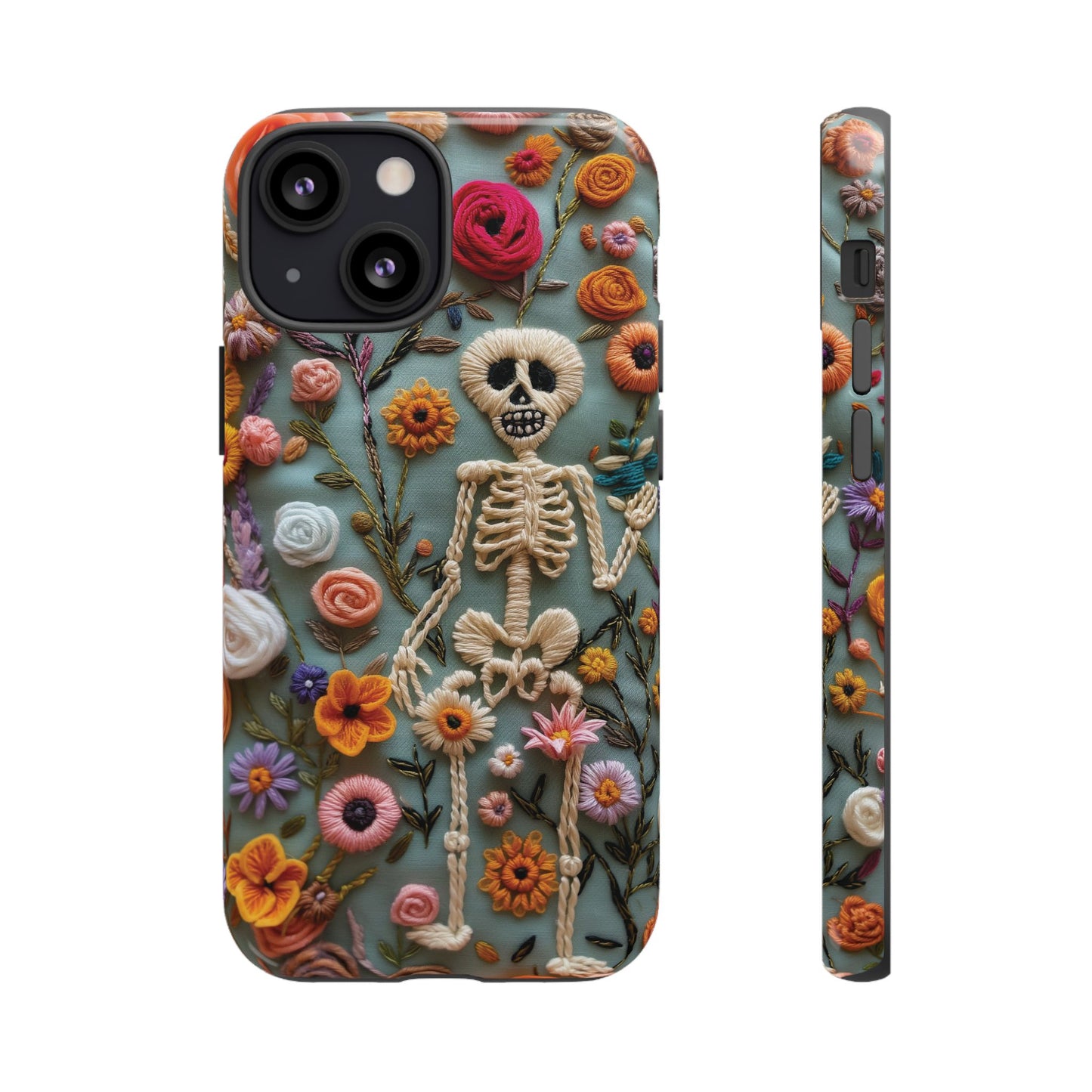 Gothic Floral Skeleton Phone Case – Unique Artistic Design for iPhone, Samsung, Google Pixel