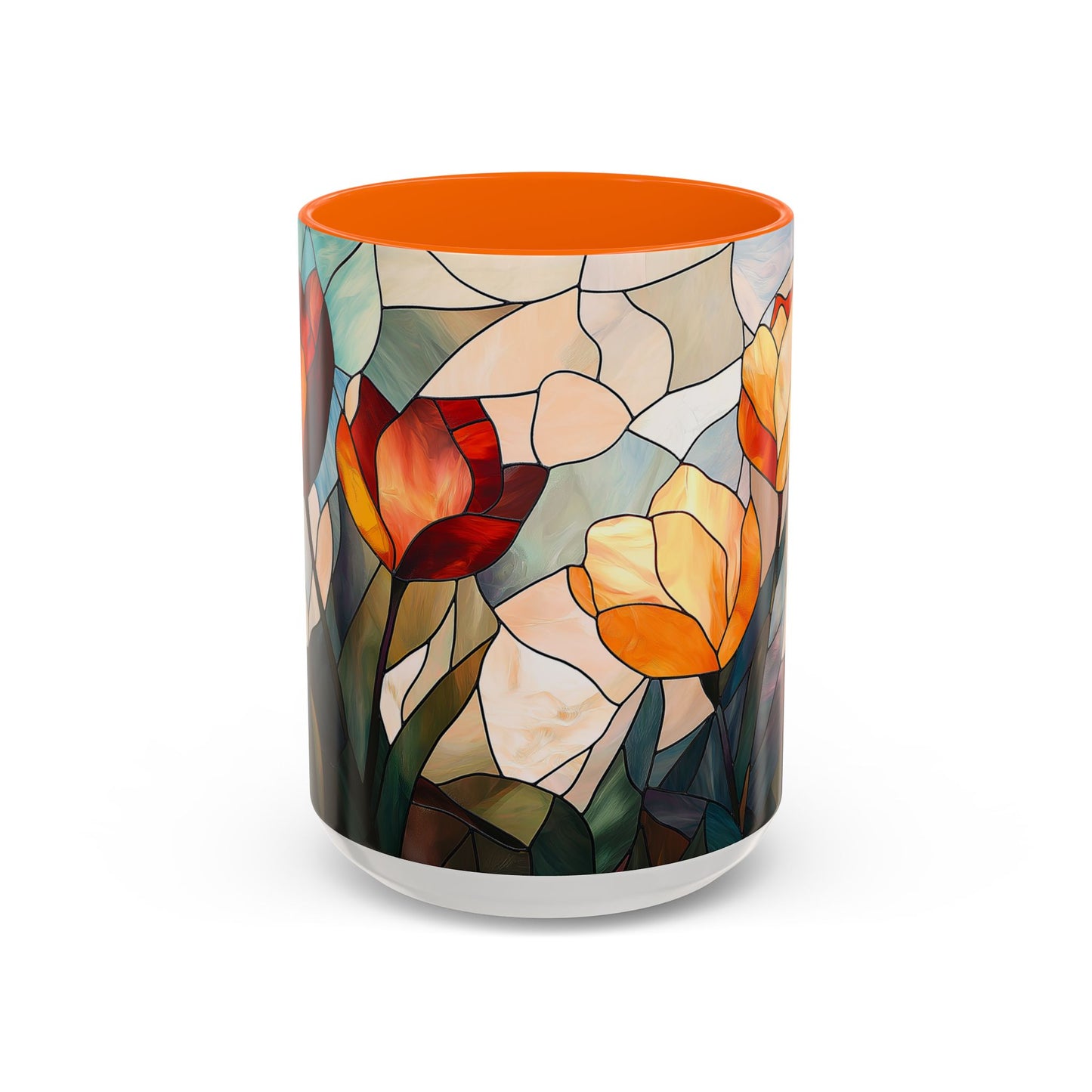 Stained Glass Floral Coffee Mug, Floral Art Drinkware, Gift for Flower Lovers, Home Decor, Mother's Day Present