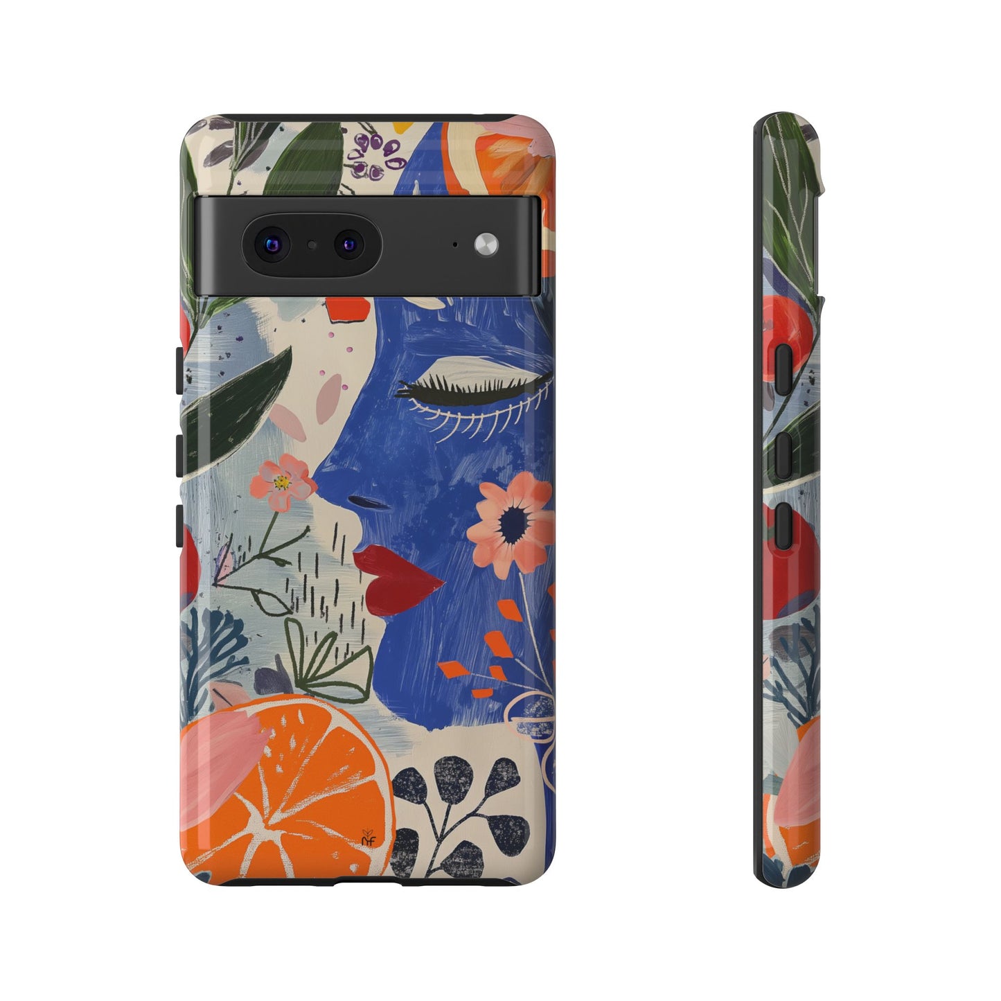 Vibrant Abstract Face & Floral Phone Case – Artistic Design for iPhone, Samsung, Google Pixel