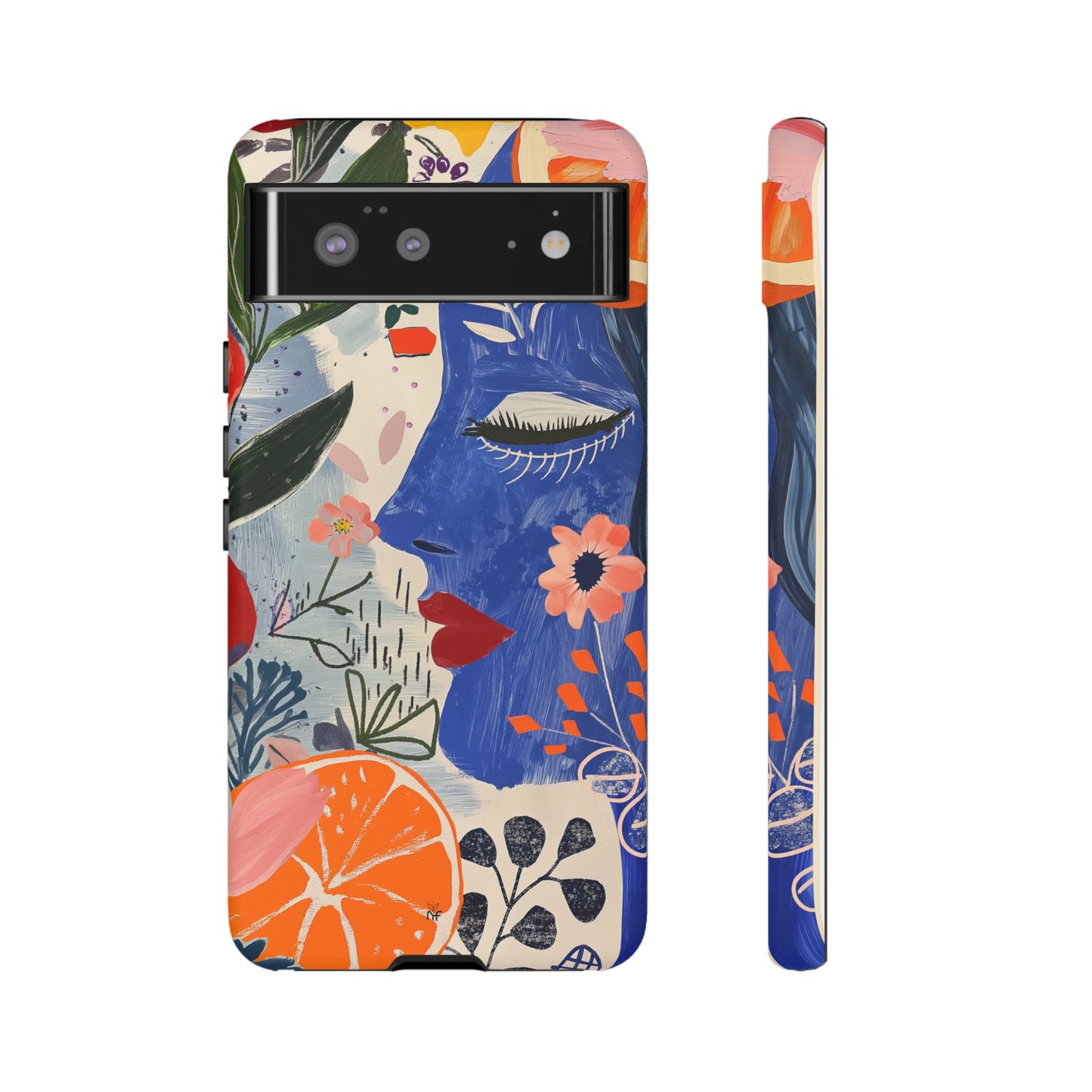 Vibrant Abstract Face & Floral Phone Case – Artistic Design for iPhone, Samsung, Google Pixel