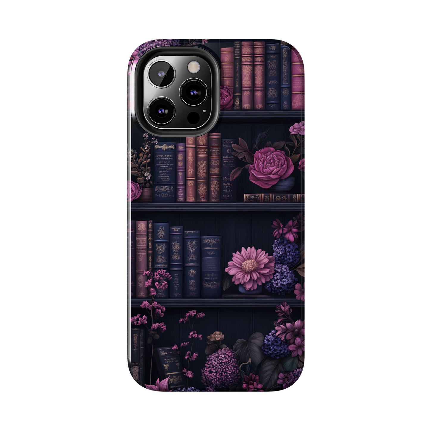 Goth dark academia books floral purple Phone