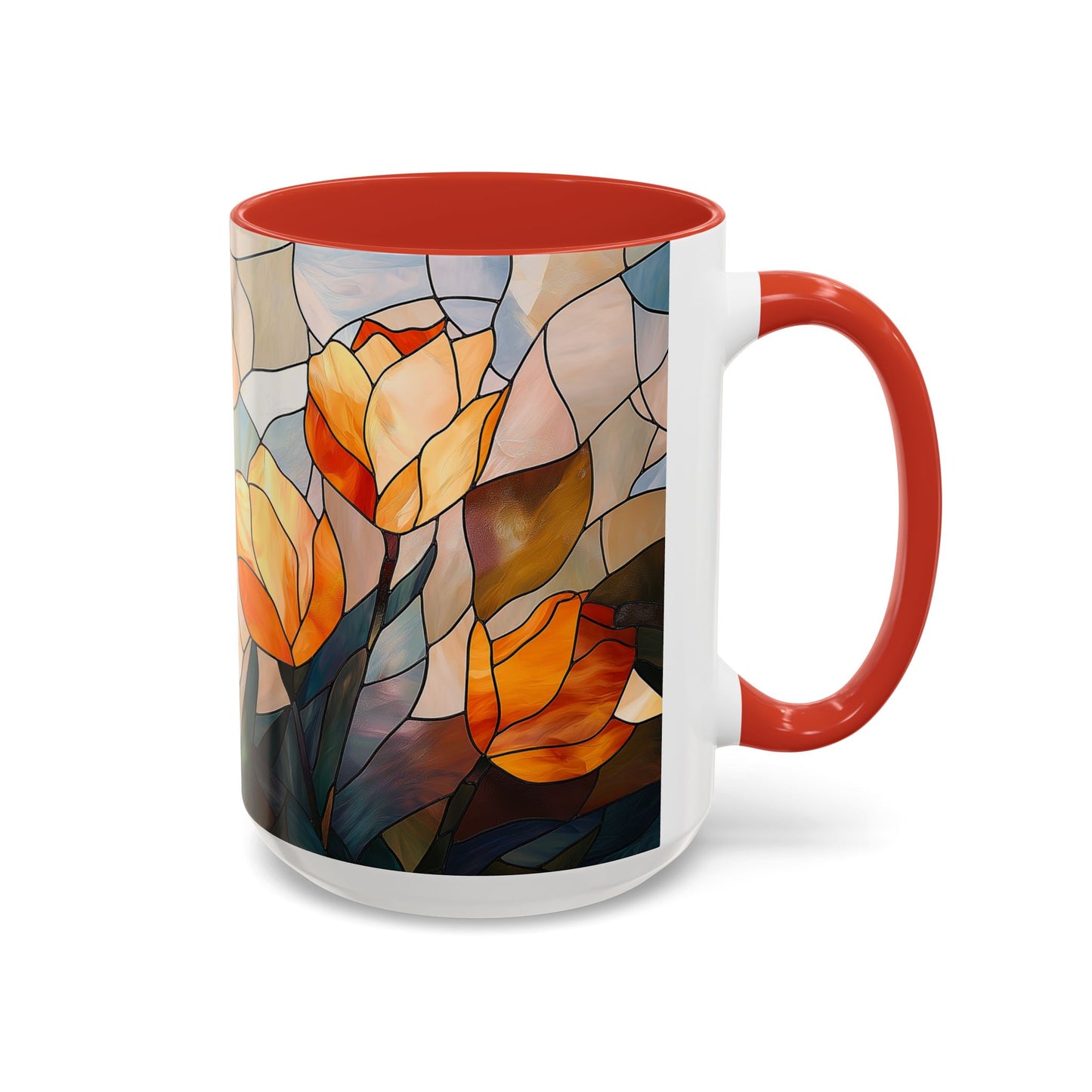 Stained Glass Floral Coffee Mug, Floral Art Drinkware, Gift for Flower Lovers, Home Decor, Mother's Day Present