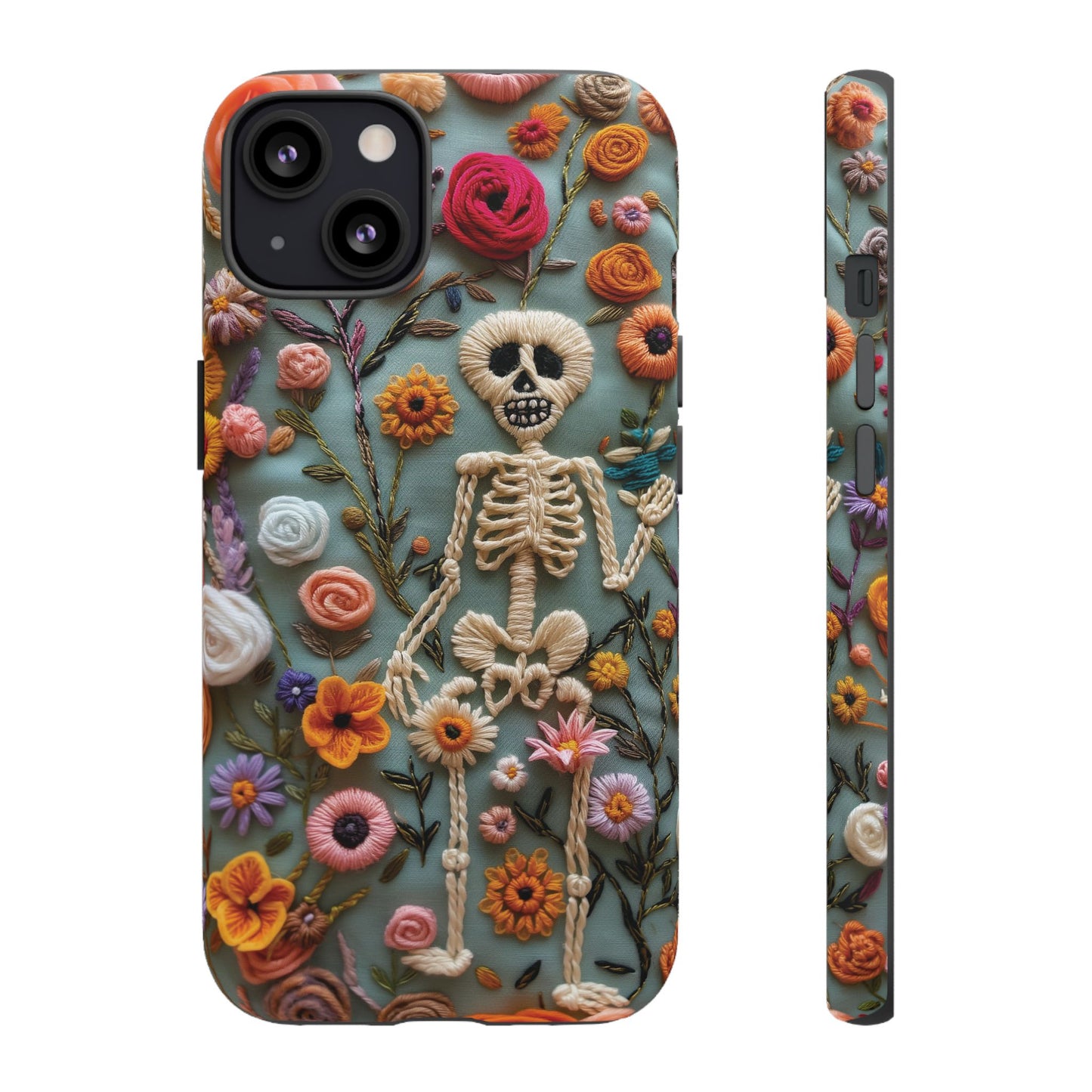 Gothic Floral Skeleton Phone Case – Unique Artistic Design for iPhone, Samsung, Google Pixel
